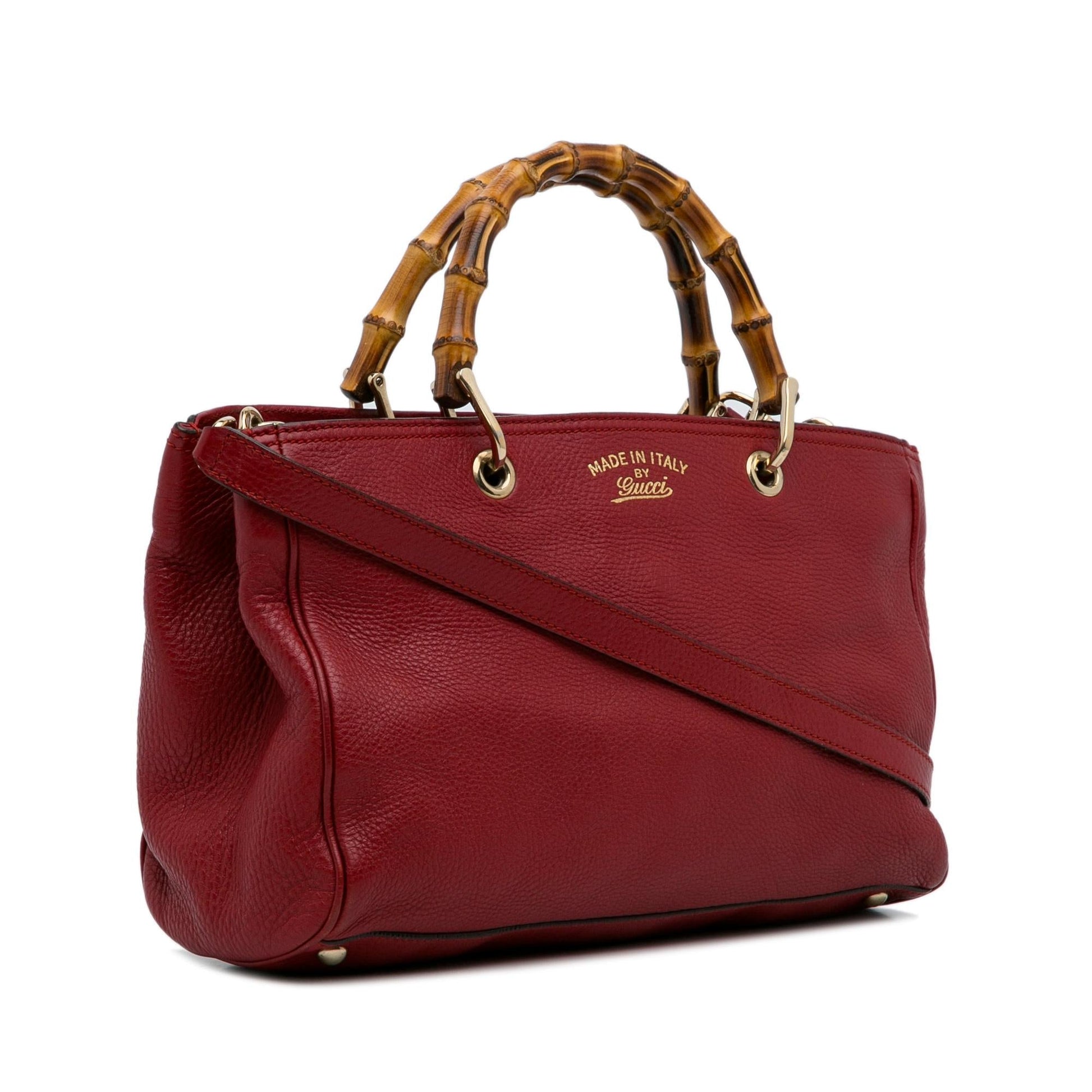 Gucci Bamboo Shopper SHG-eFAyOQ Calf Red Medium Satchel Bag