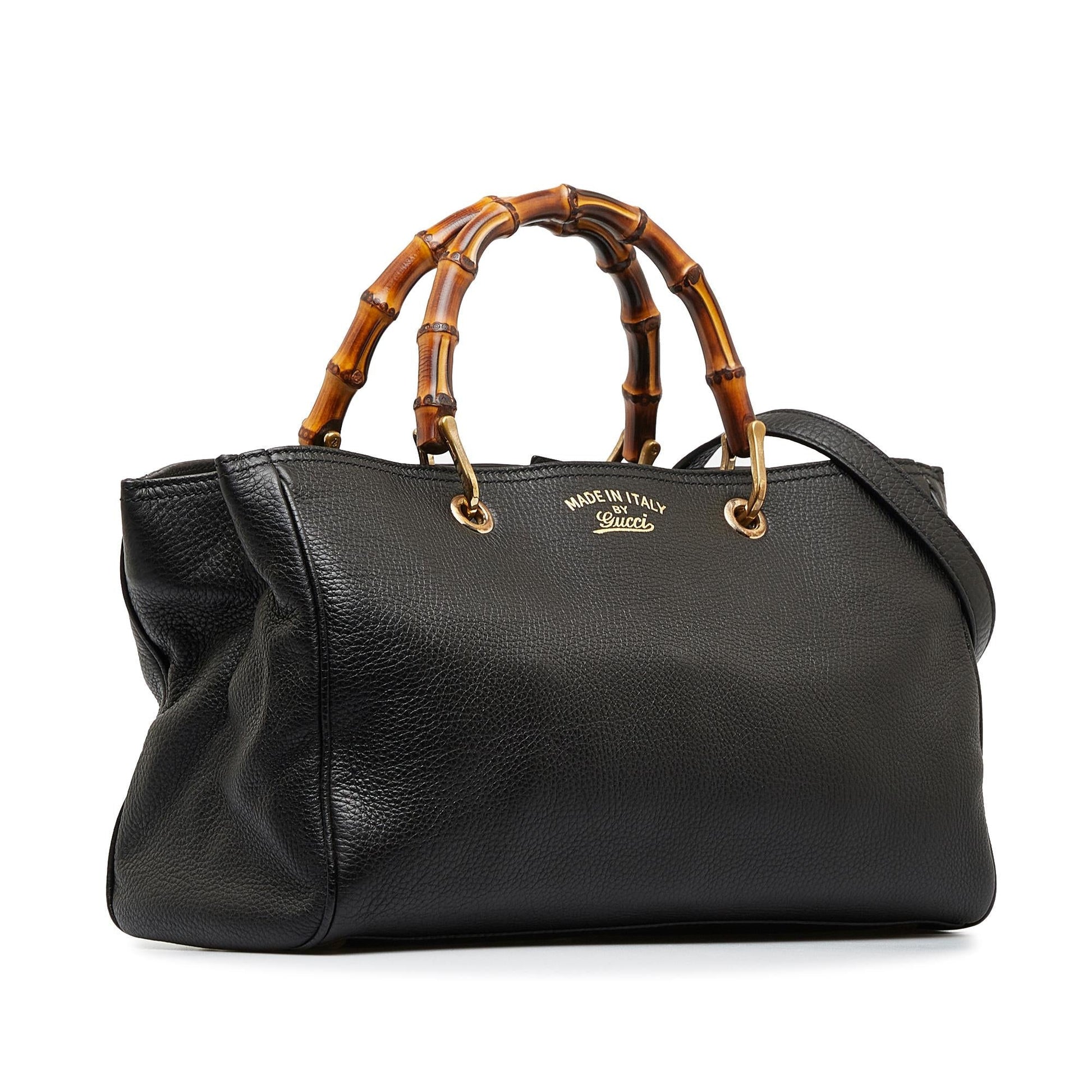 Gucci Bamboo Shopper SHG-JPGNIE Calf Black Medium Satchel Bag