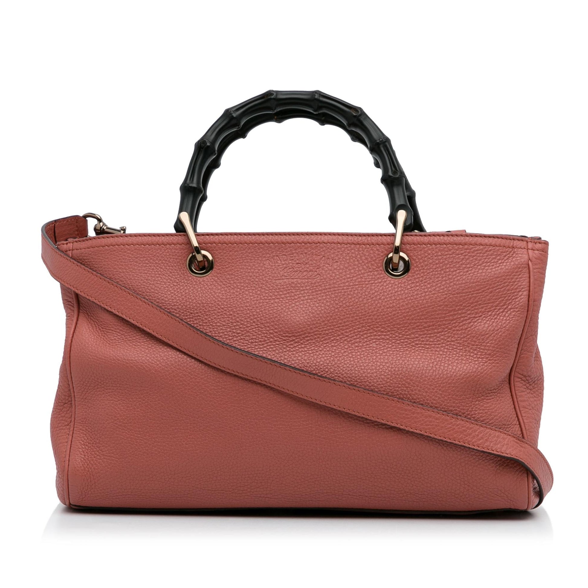 Gucci Bamboo Shopper SHG-klW7G4 Calf Pink Medium Satchel Bag