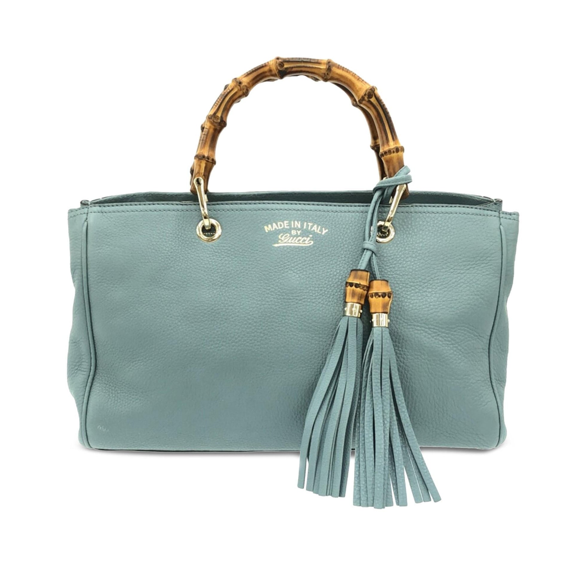 Gucci Bamboo Shopper SHG-f5CnFf Calf Blue Medium Satchel Bag