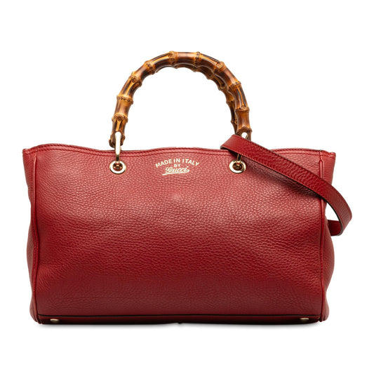 Gucci Bamboo Shopper SHG-td1gDl Calf Red Medium Satchel Bag