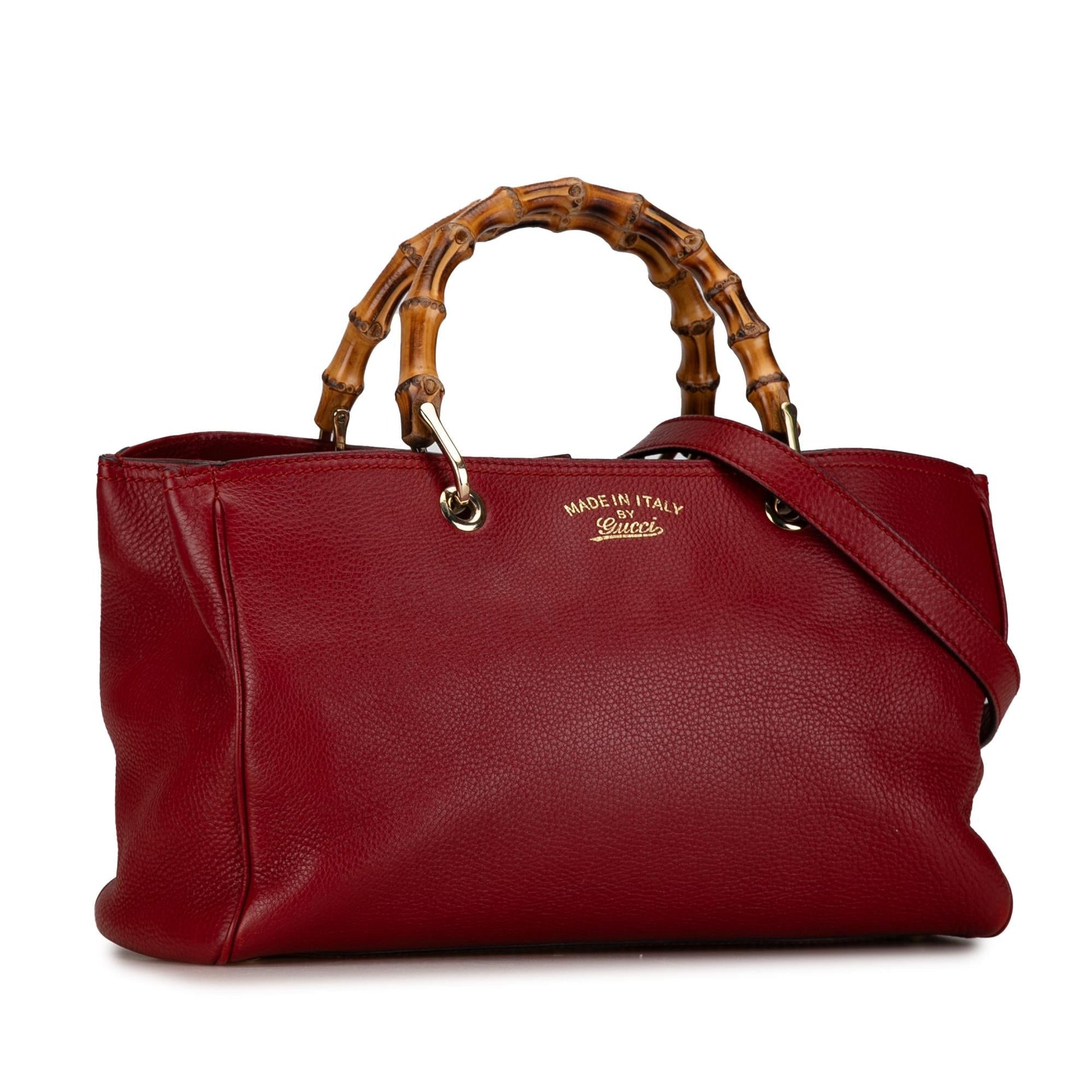Gucci Bamboo Shopper SHG-UHvUuz Calf Red Medium Satchel Bag