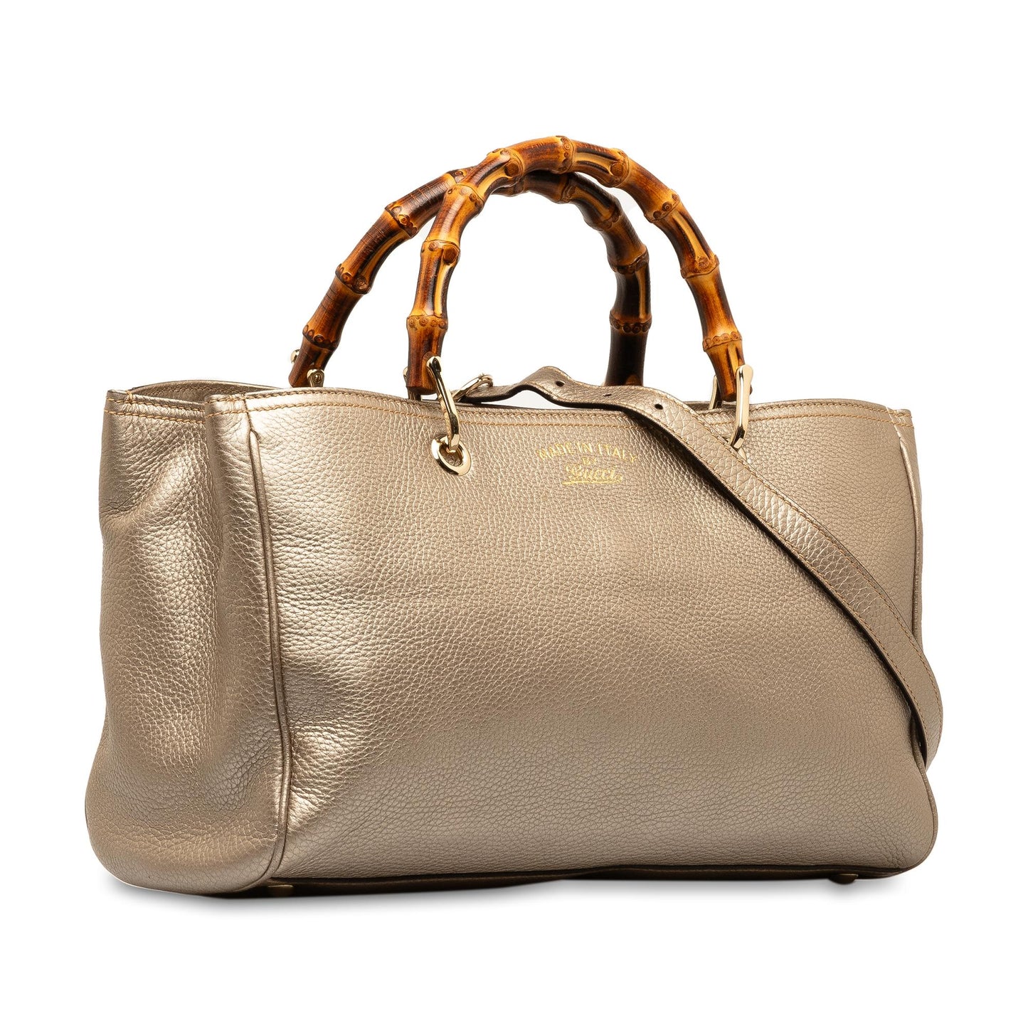 Gucci Bamboo Shopper SHG-Qy1cuX Calf Gold Medium Satchel Bag