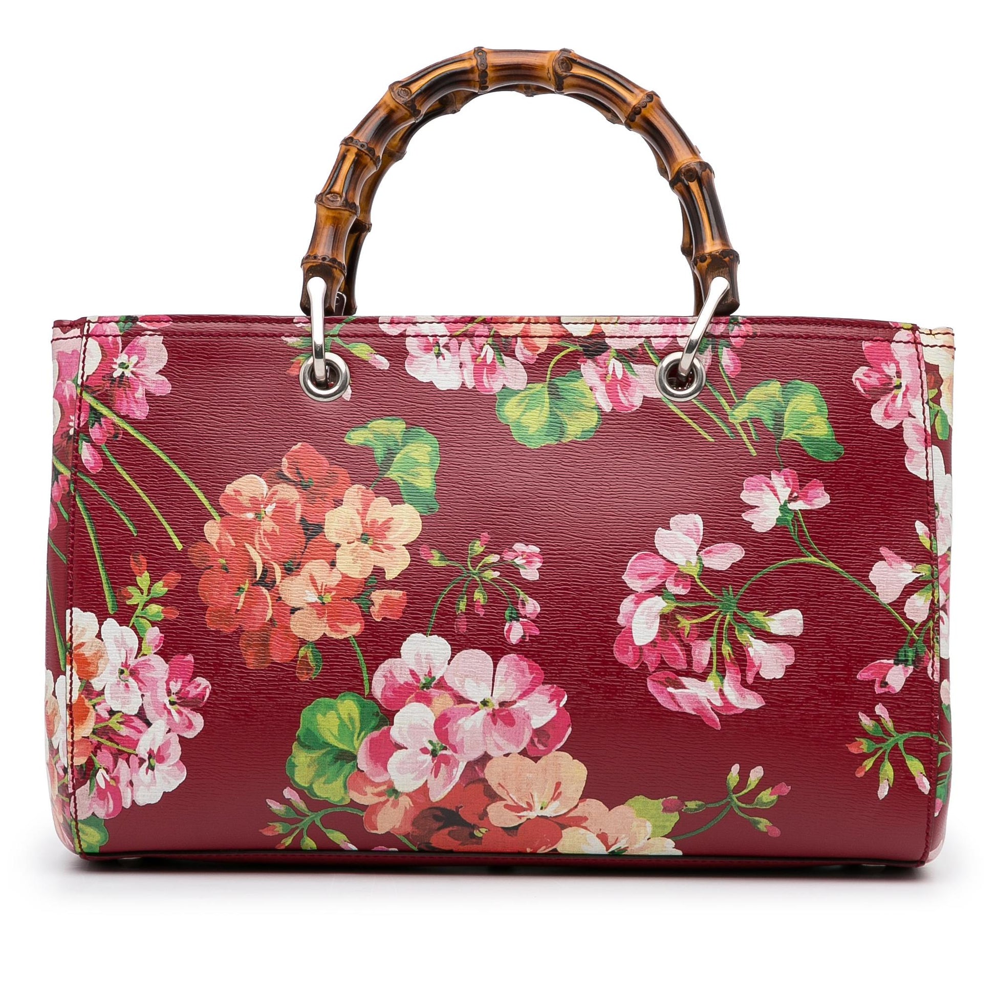 Gucci Blooms Bamboo Shopper SHG-iYBrtB Calf Red Medium Satchel Bag