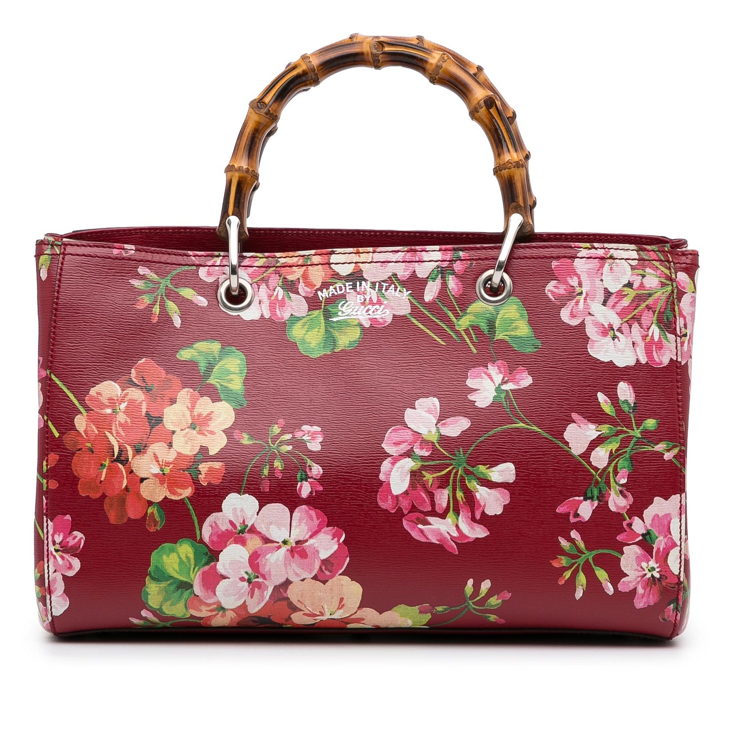Gucci Blooms Bamboo Shopper SHG-iYBrtB Calf Red Medium Satchel Bag