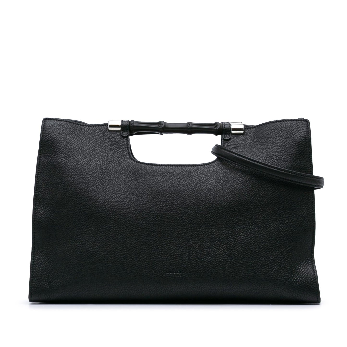 Gucci Bamboo Daily Shopper Calf Calfskin Black Medium Satchel Bag