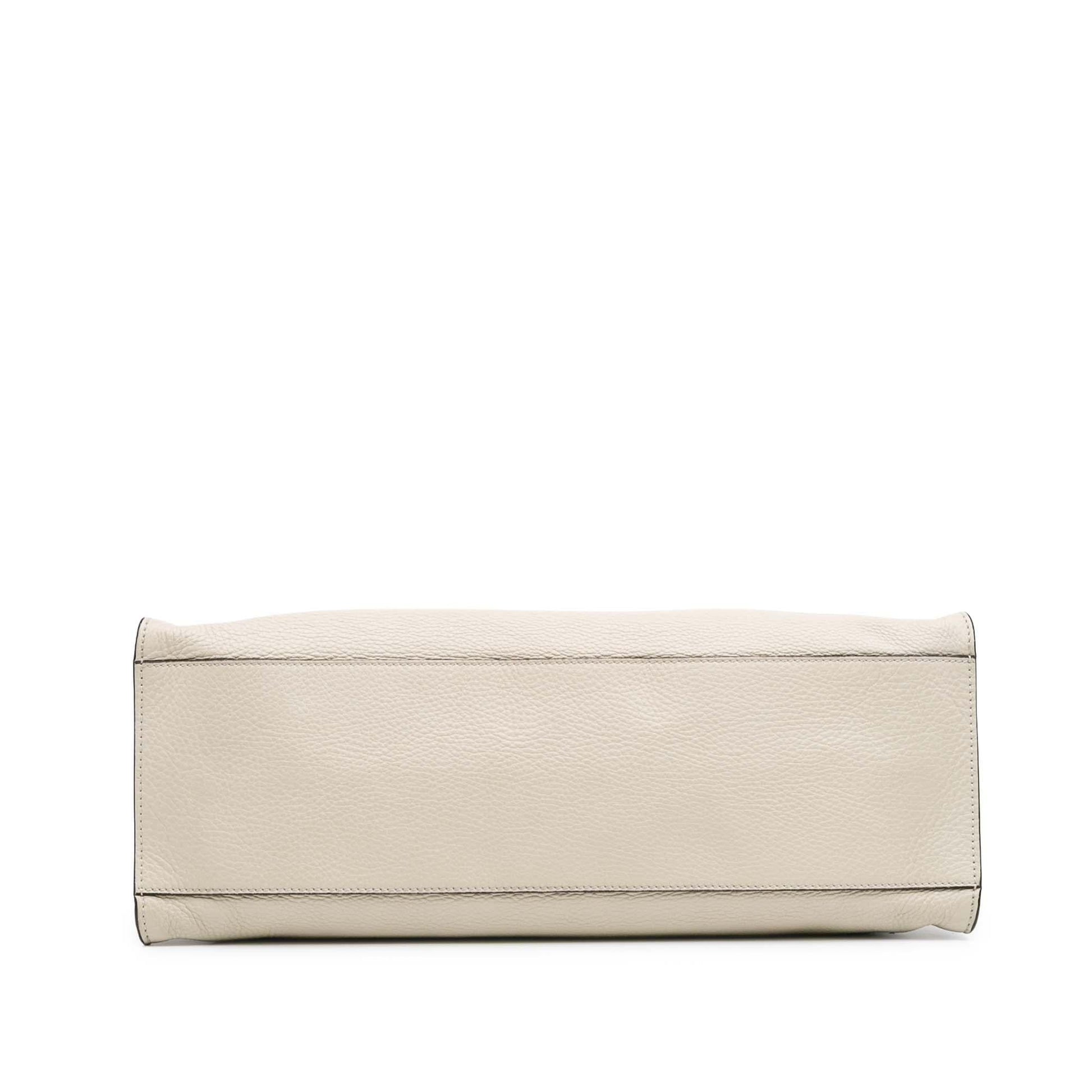 Gucci Bamboo Daily Shopper Calf Calfskin White Medium Satchel Bag Satchel 5