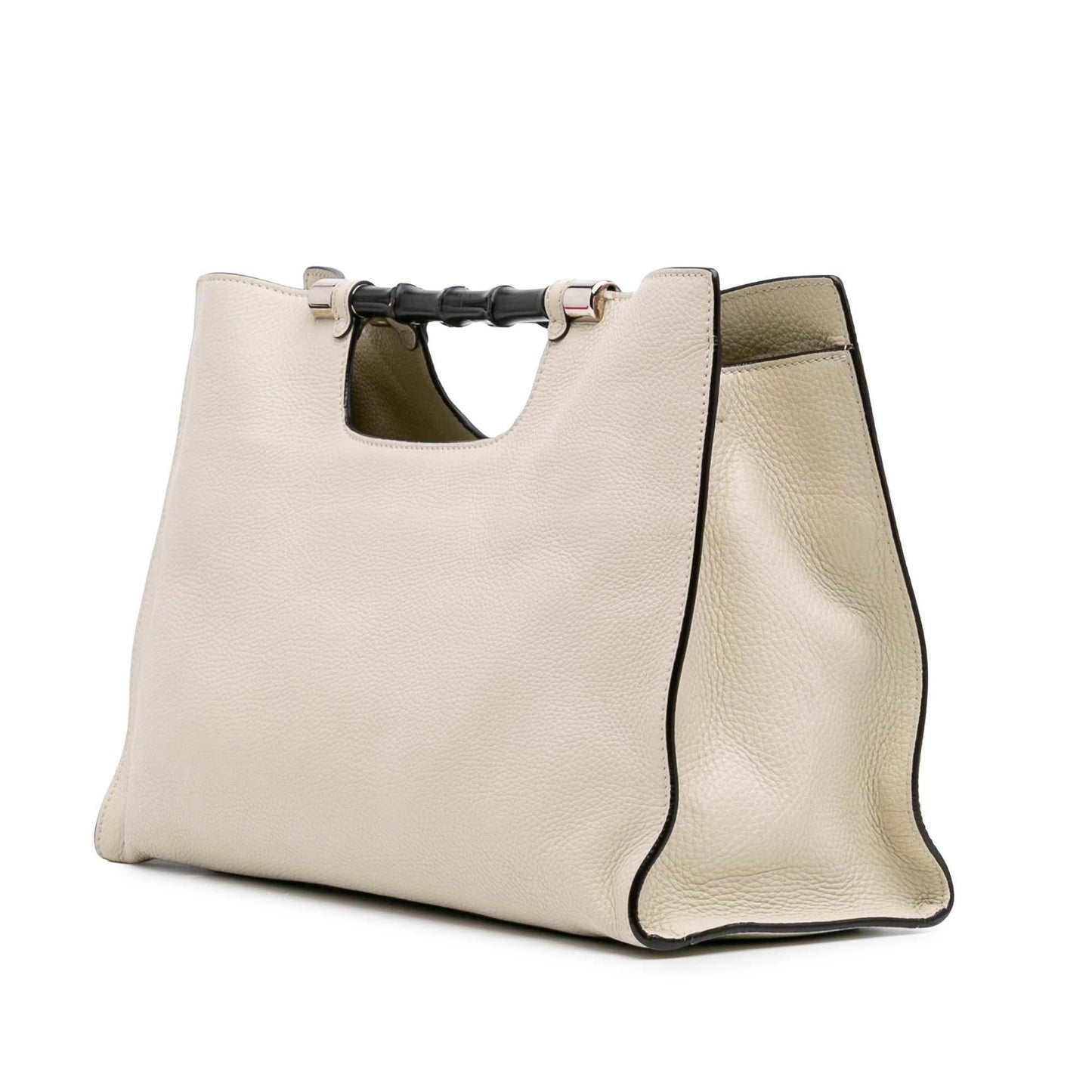 Gucci Bamboo Daily Shopper Calf Calfskin White Medium Satchel Bag Satchel 5