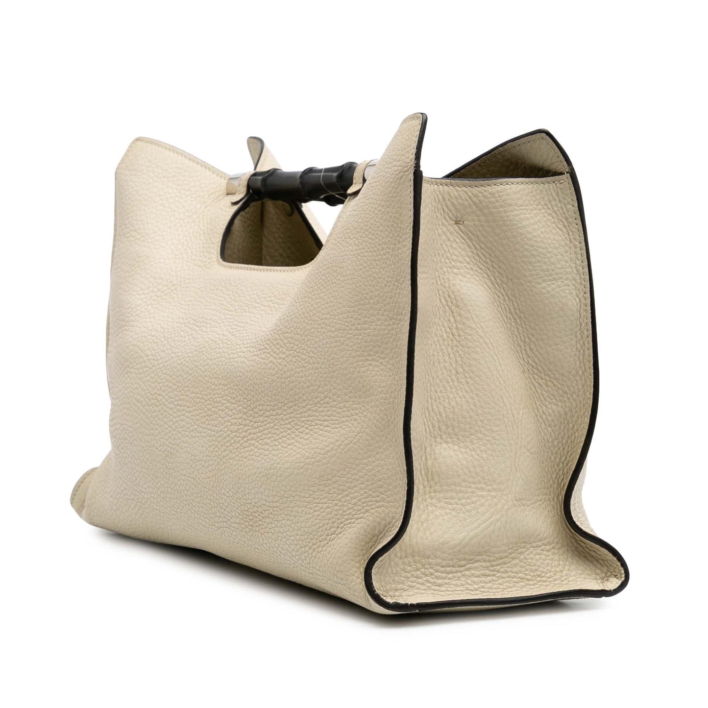 Gucci Bamboo Daily Shopper Calf Calfskin White Medium Satchel Bag Satchel 6