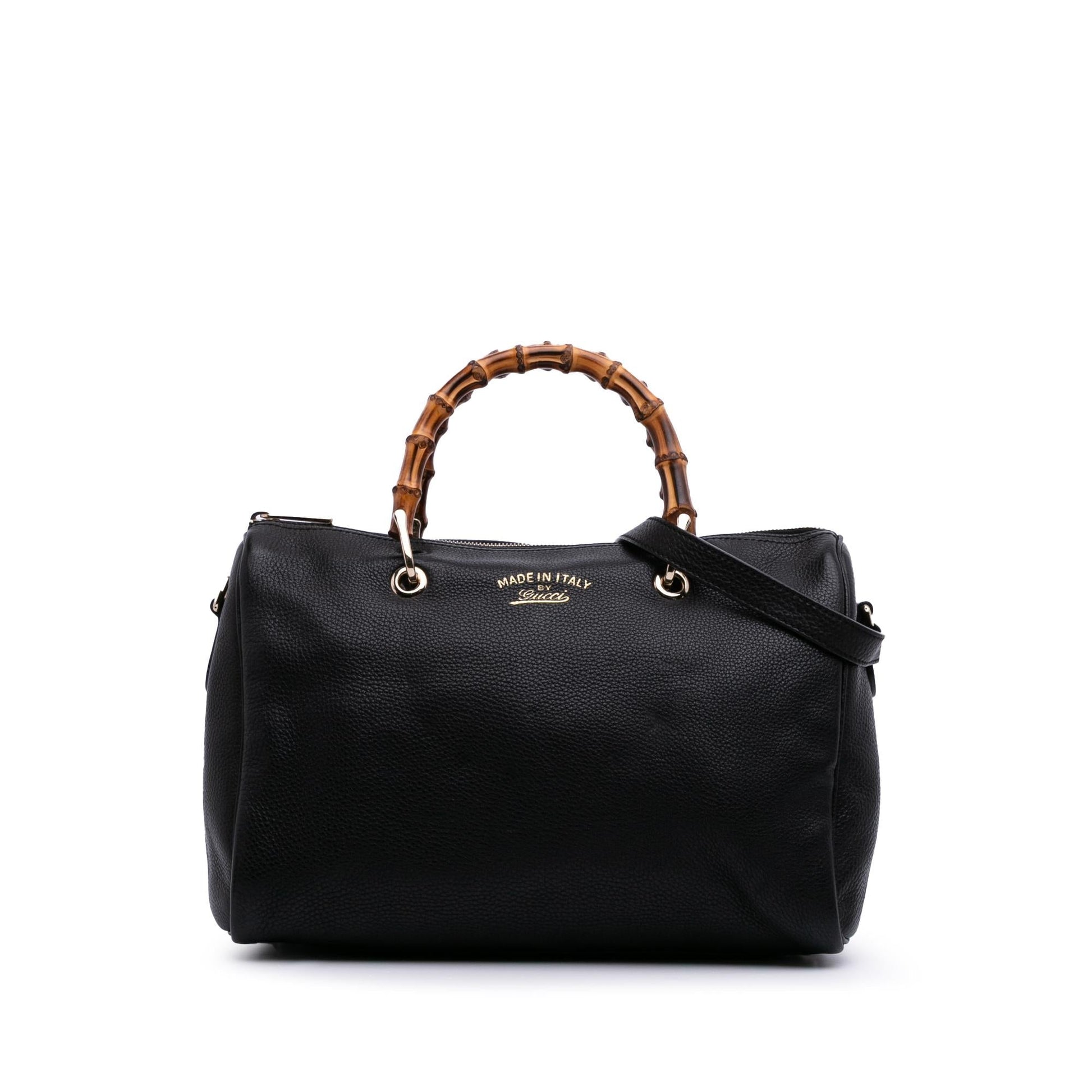 Gucci Bamboo Shopper Boston Calf Calfskin Black Medium Satchel Bag