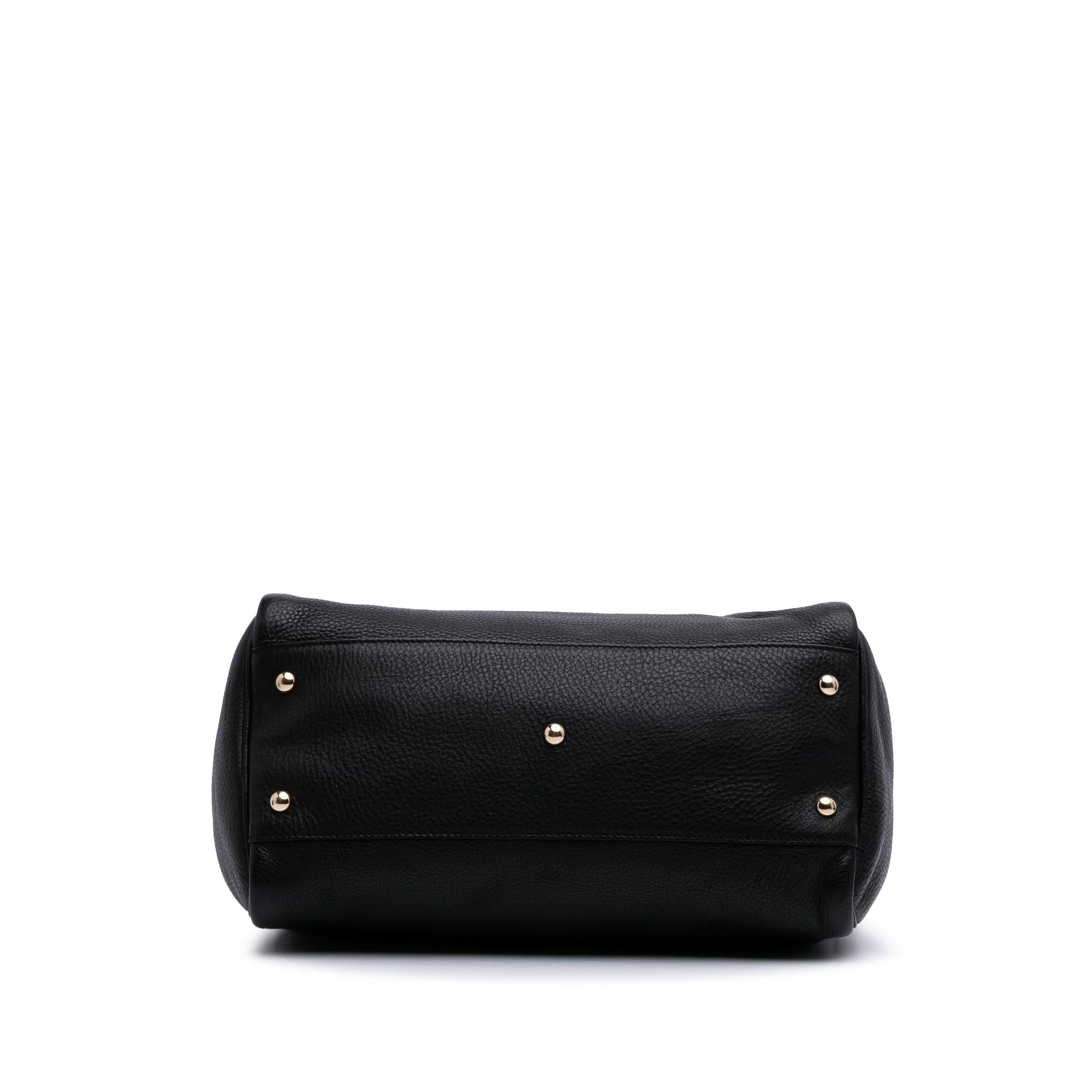 Gucci Bamboo Shopper Boston Calf Calfskin Black Medium Satchel Bag Bag 1