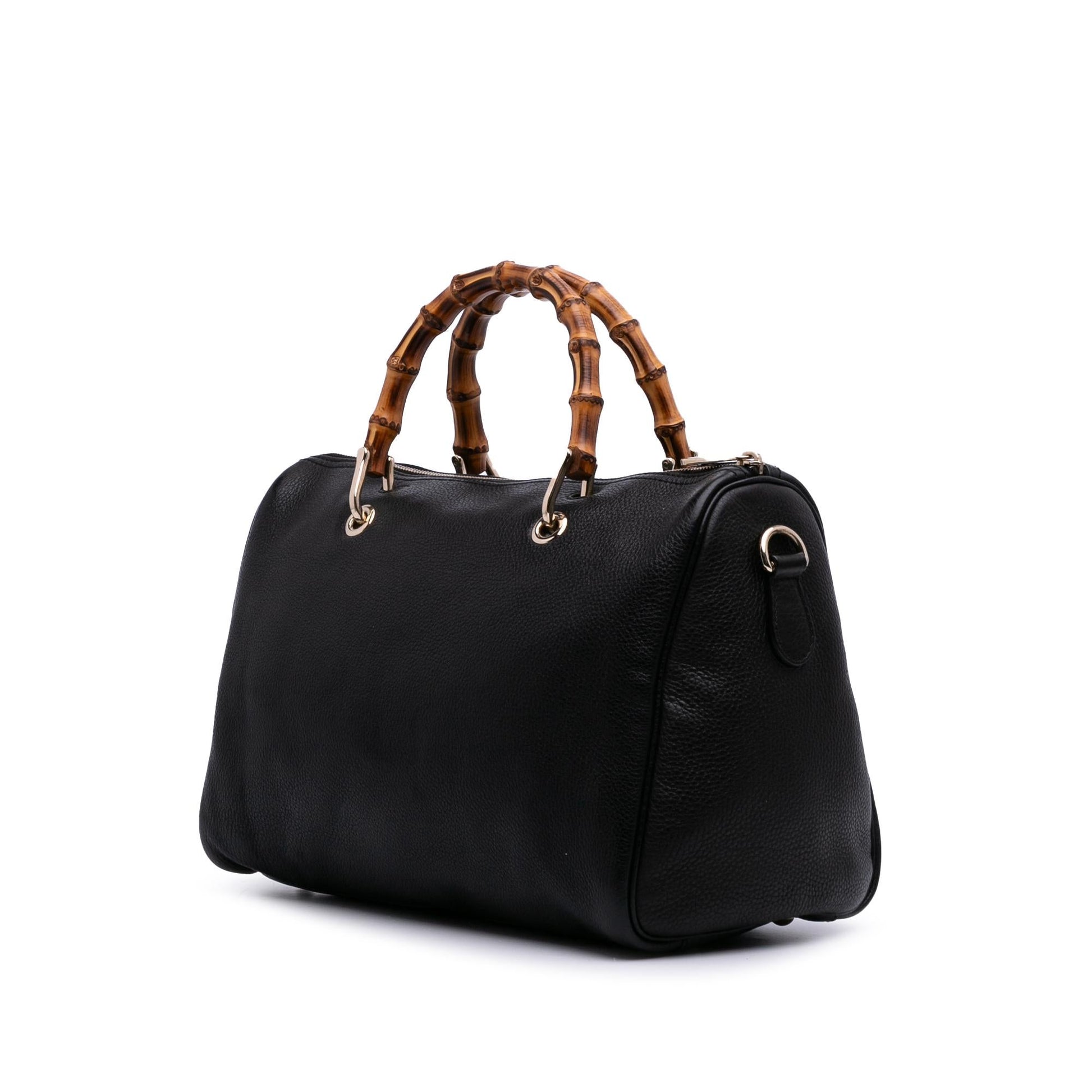 Gucci Bamboo Shopper Boston Calf Calfskin Black Medium Satchel Bag Bag 1