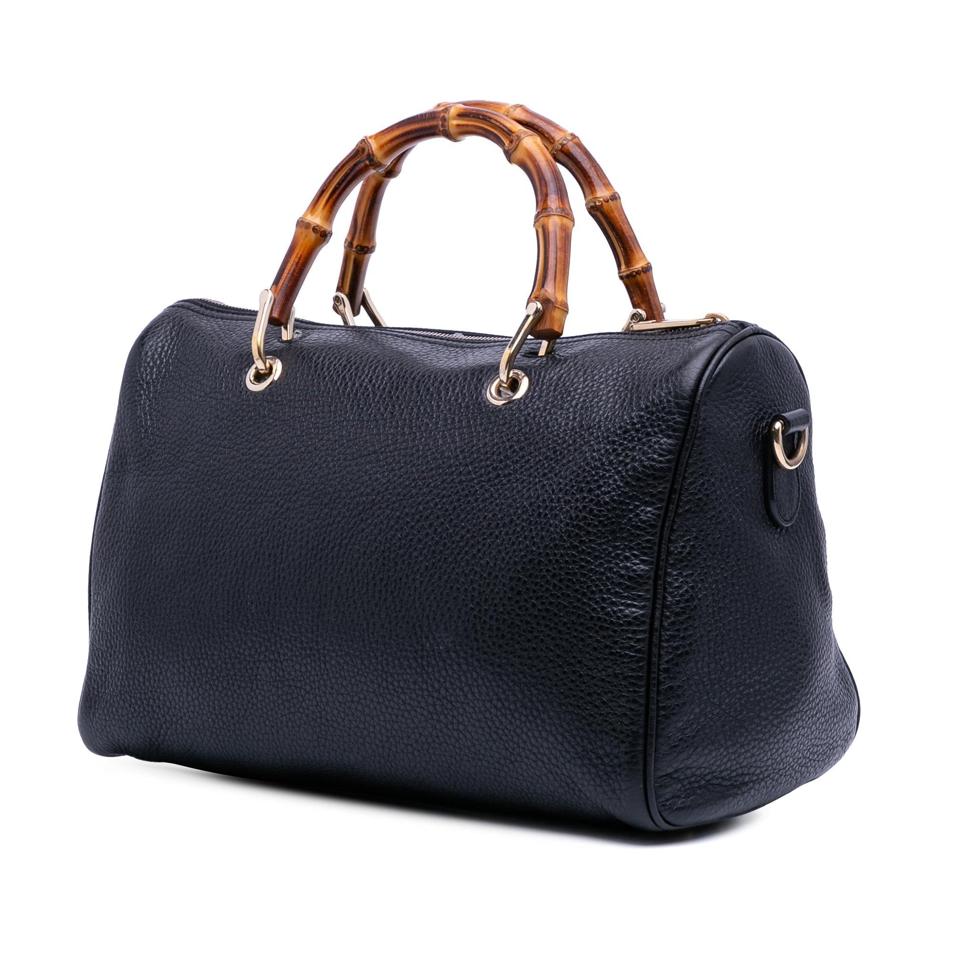 Gucci Bamboo Shopper Boston Calf Calfskin Black Medium Satchel Bag Bag 2