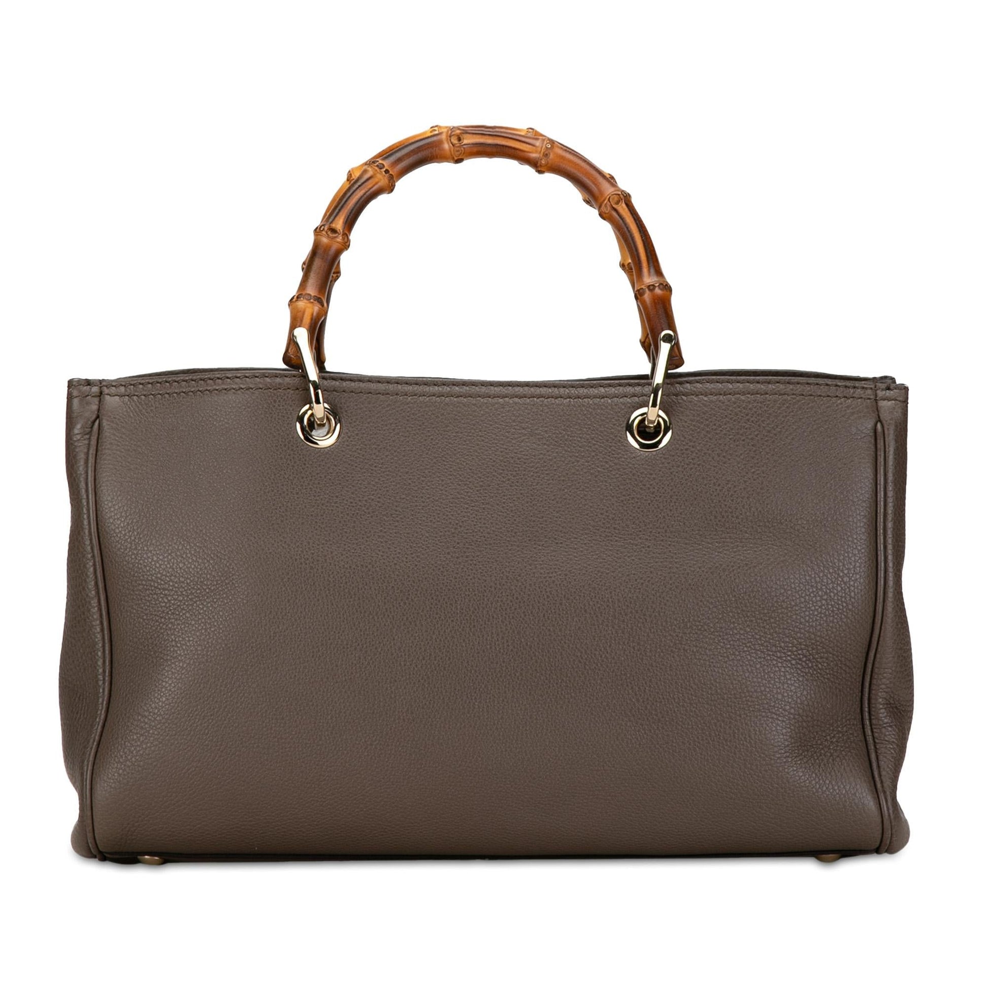 Gucci Bamboo Shopper SHG-N0vdQS Calf Calfskin Brown Medium Satchel Bag
