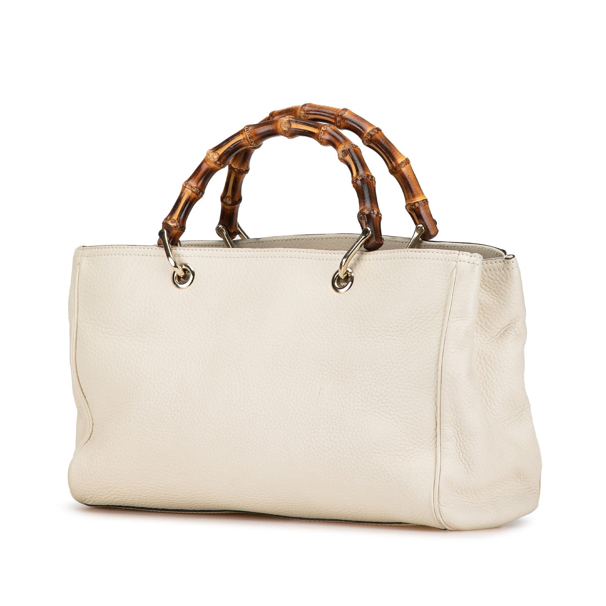 Gucci Bamboo Shopper SHG-W4g9o3 Calf Calfskin White Medium Satchel Bag