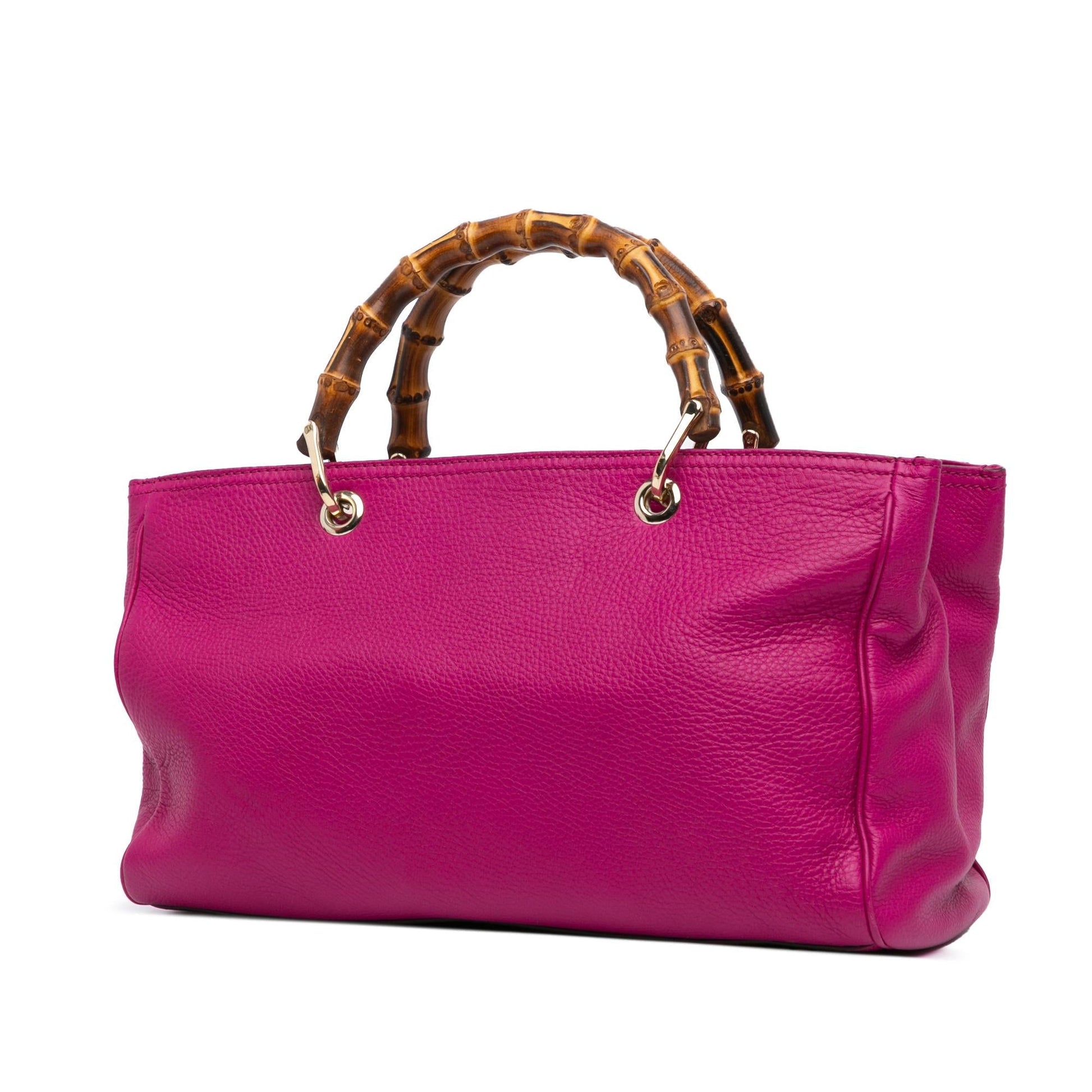 Gucci Bamboo Shopper Calf Calfskin Pink Medium Satchel Bag Satchel 2