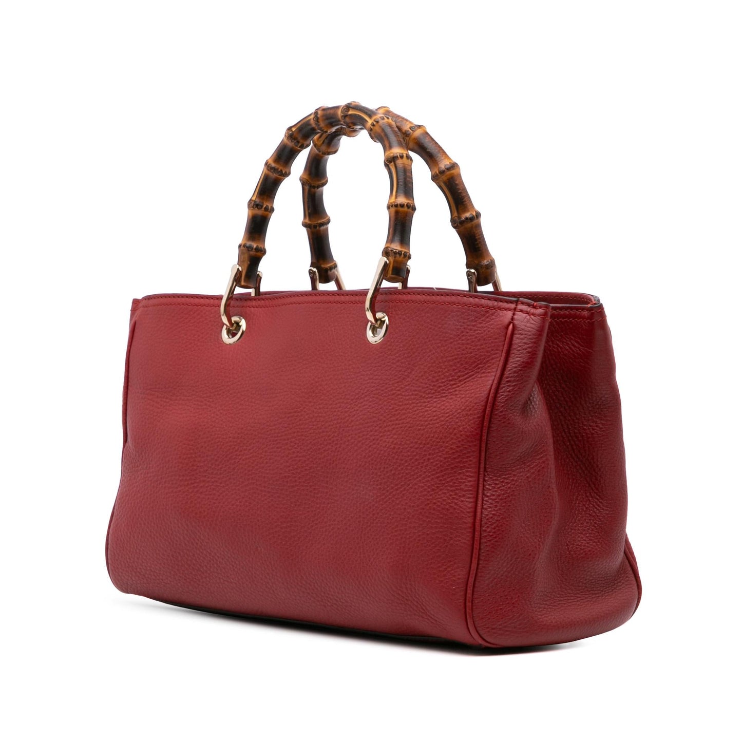 Gucci Bamboo Shopper Calf Calfskin Red Medium Satchel Bag Satchel 1