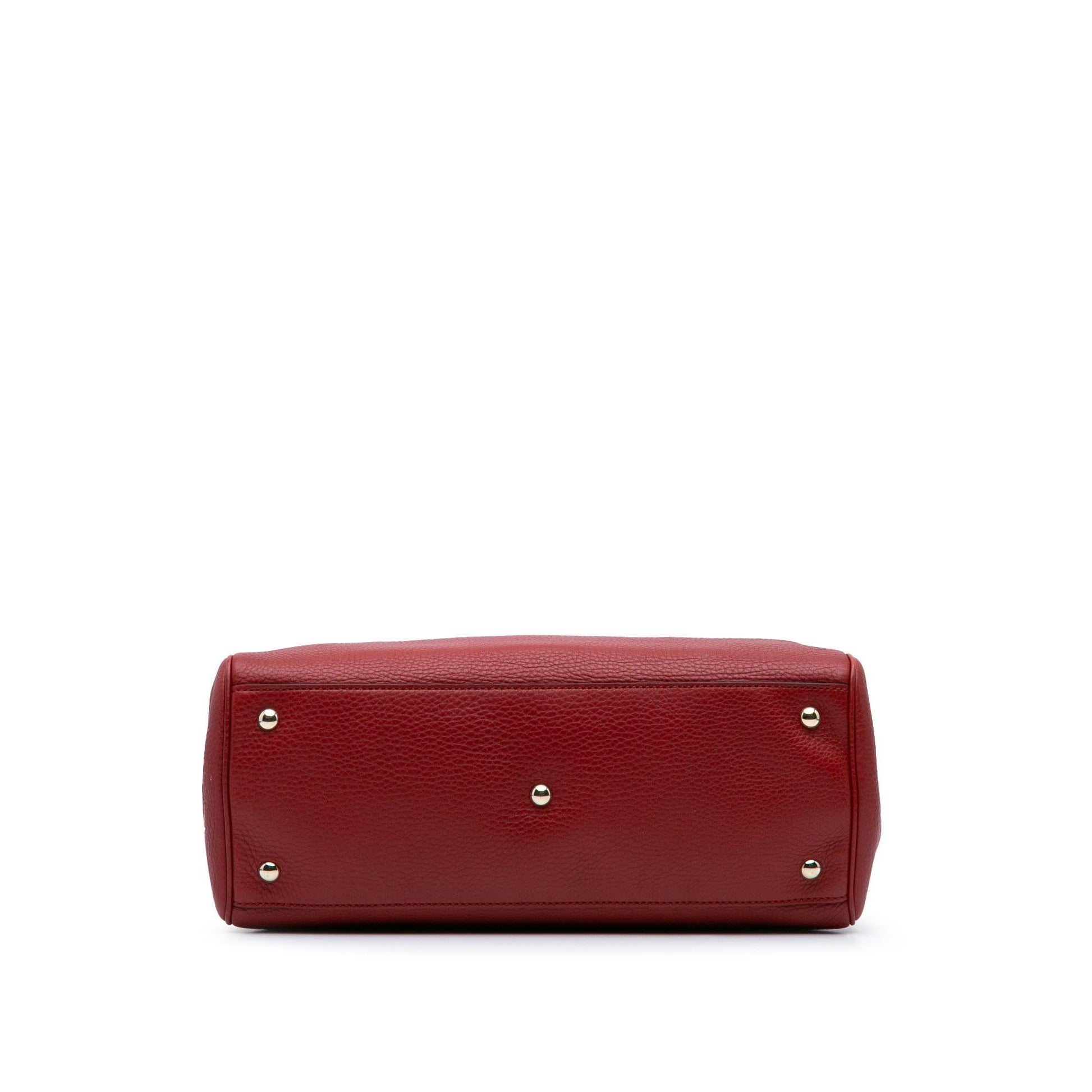 Gucci Bamboo Shopper Calf Calfskin Red Medium Satchel Bag Satchel 3