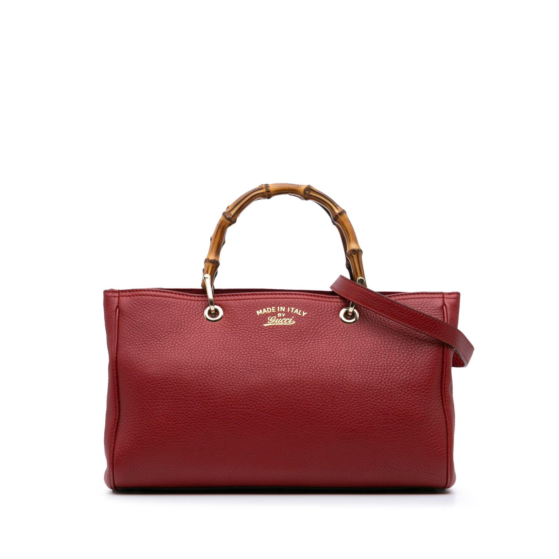 Gucci Bamboo Shopper Calf Calfskin Red Medium Satchel Bag Satchel 3