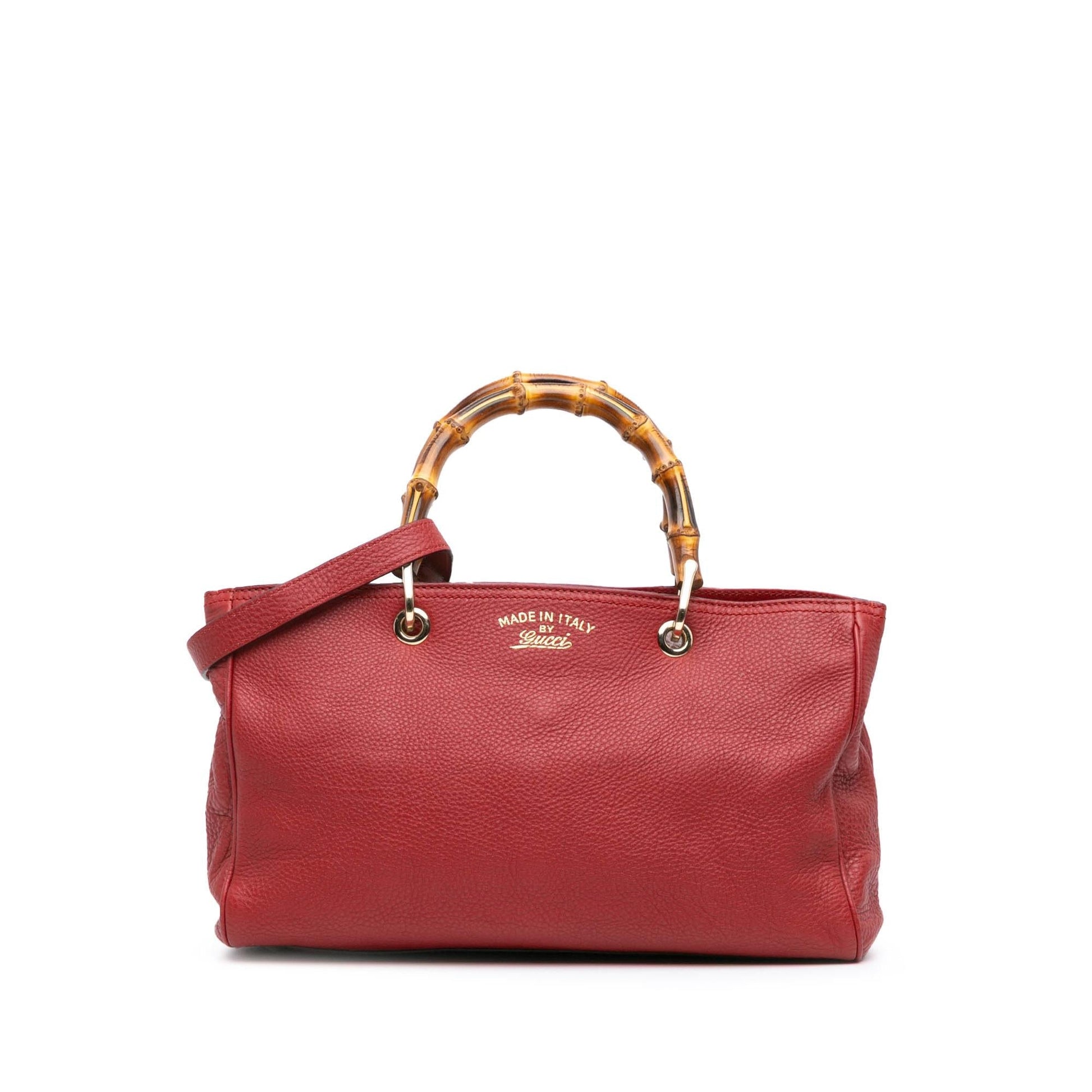 Gucci Bamboo Shopper Calf Calfskin Red Medium Satchel Bag Satchel 7