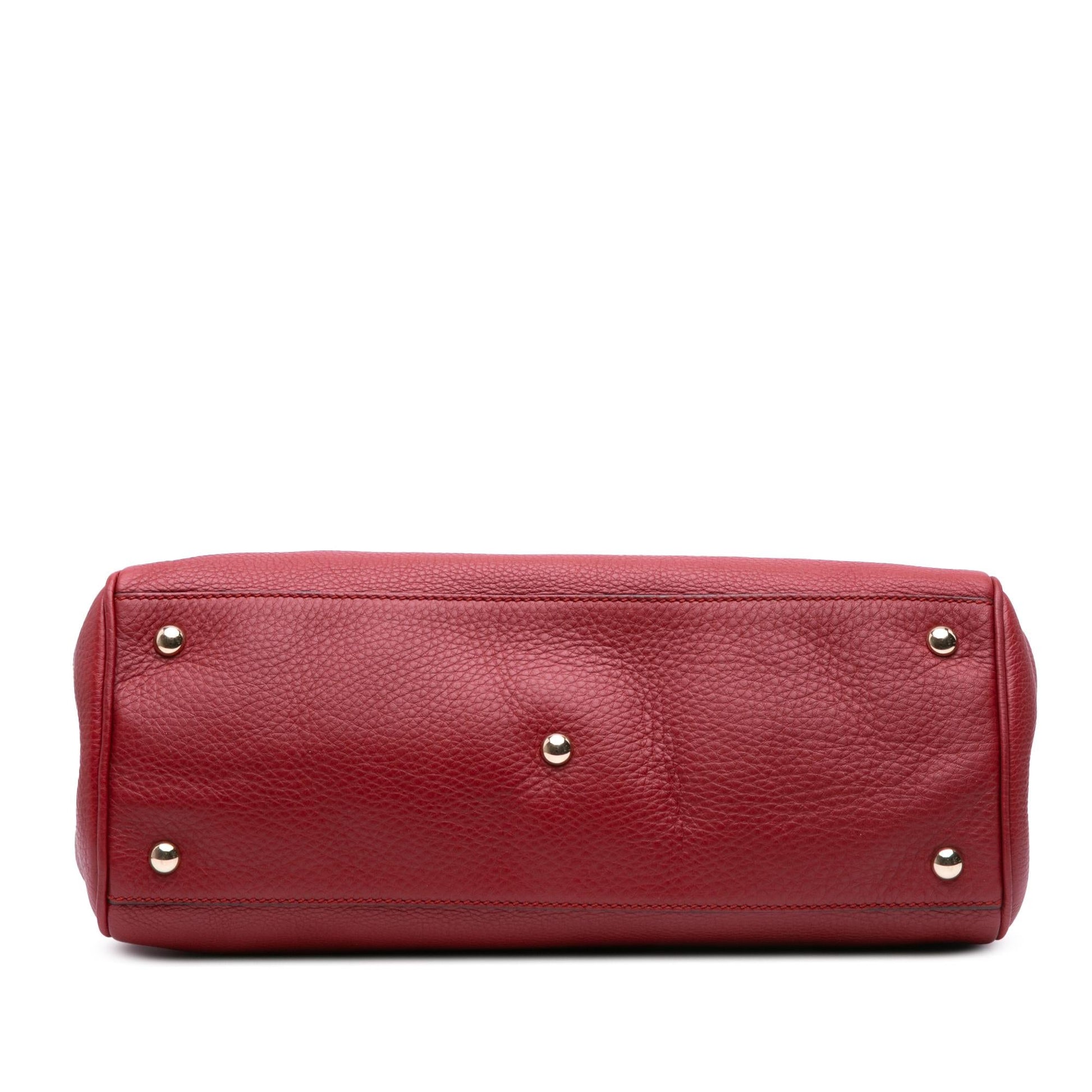 Gucci Bamboo Shopper Calf Calfskin Red Medium Satchel Bag Satchel 10
