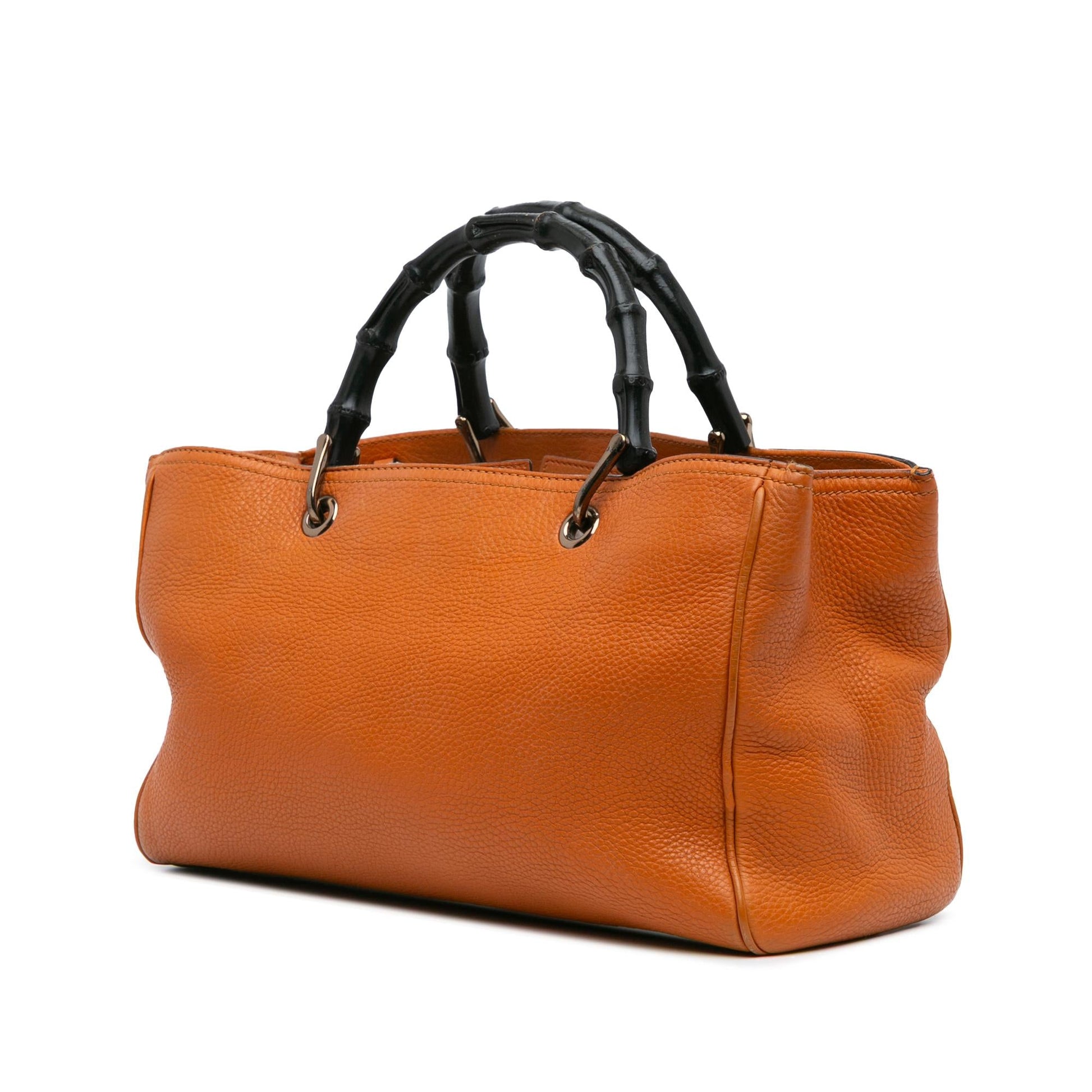 Gucci Bamboo Shopper Calf Calfskin Orange Medium Satchel Bag Satchel 11