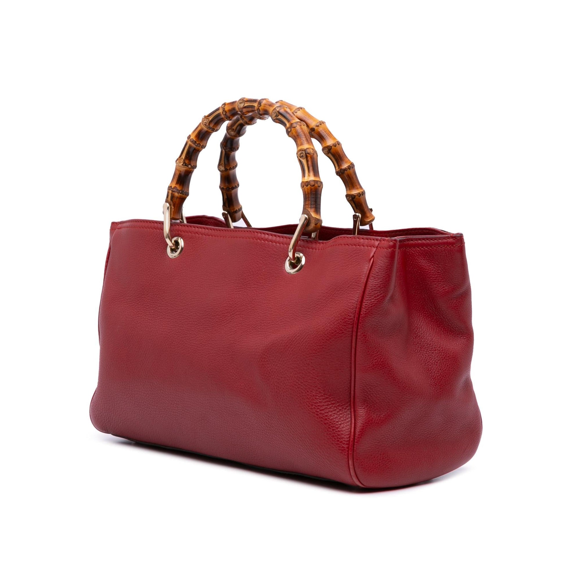 Gucci Bamboo Shopper Calf Calfskin Red Medium Satchel Bag Satchel 12
