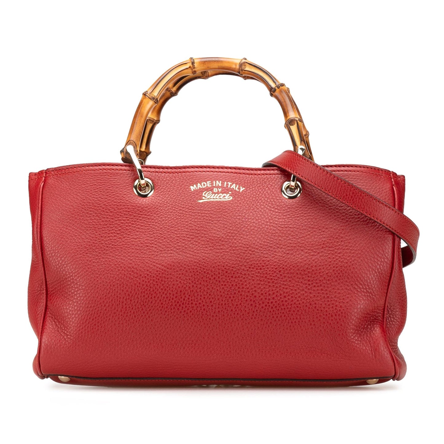 Gucci Bamboo Shopper Calf Calfskin Red Medium Satchel Bag