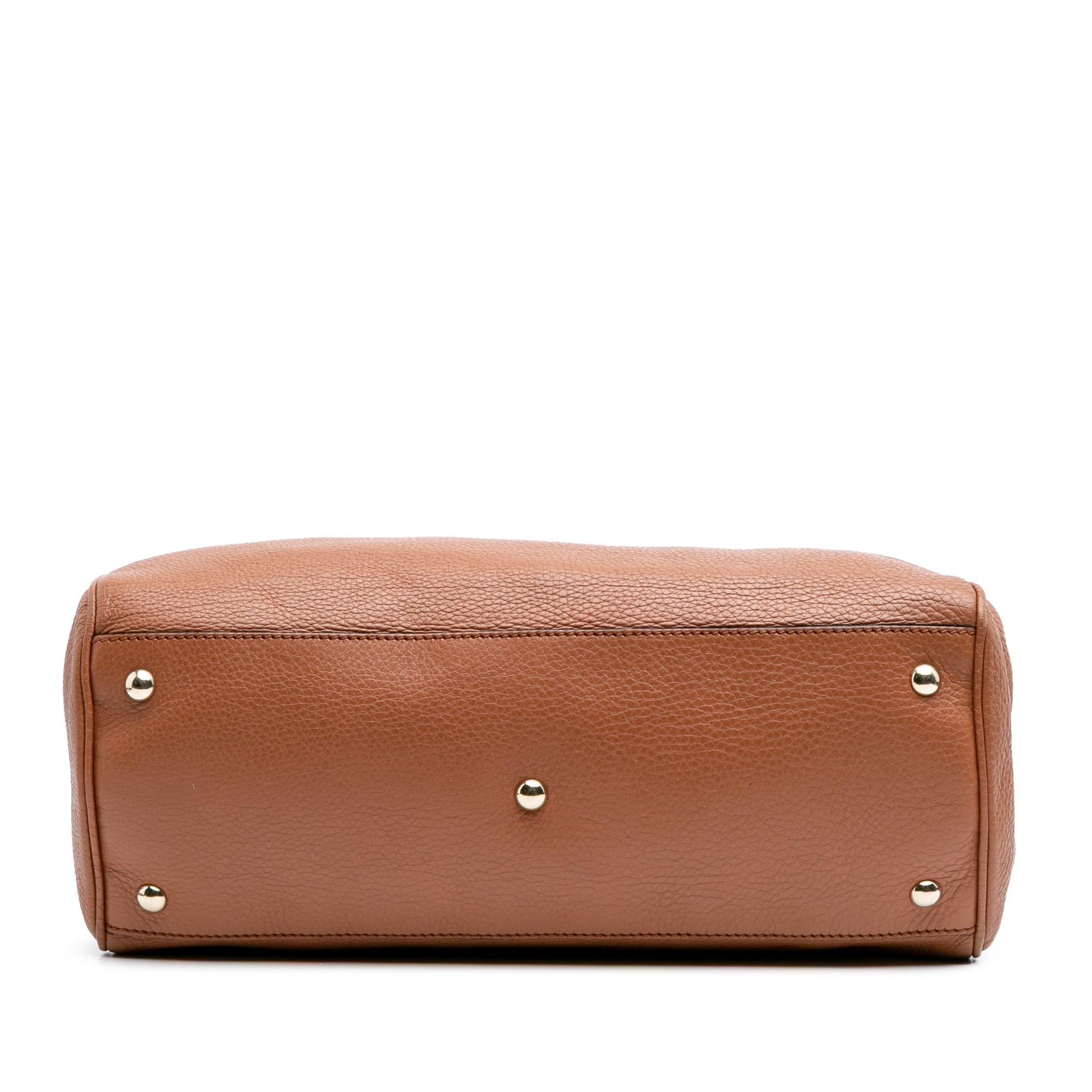 Gucci Bamboo Shopper Calf Calfskin Brown Medium Satchel Bag
