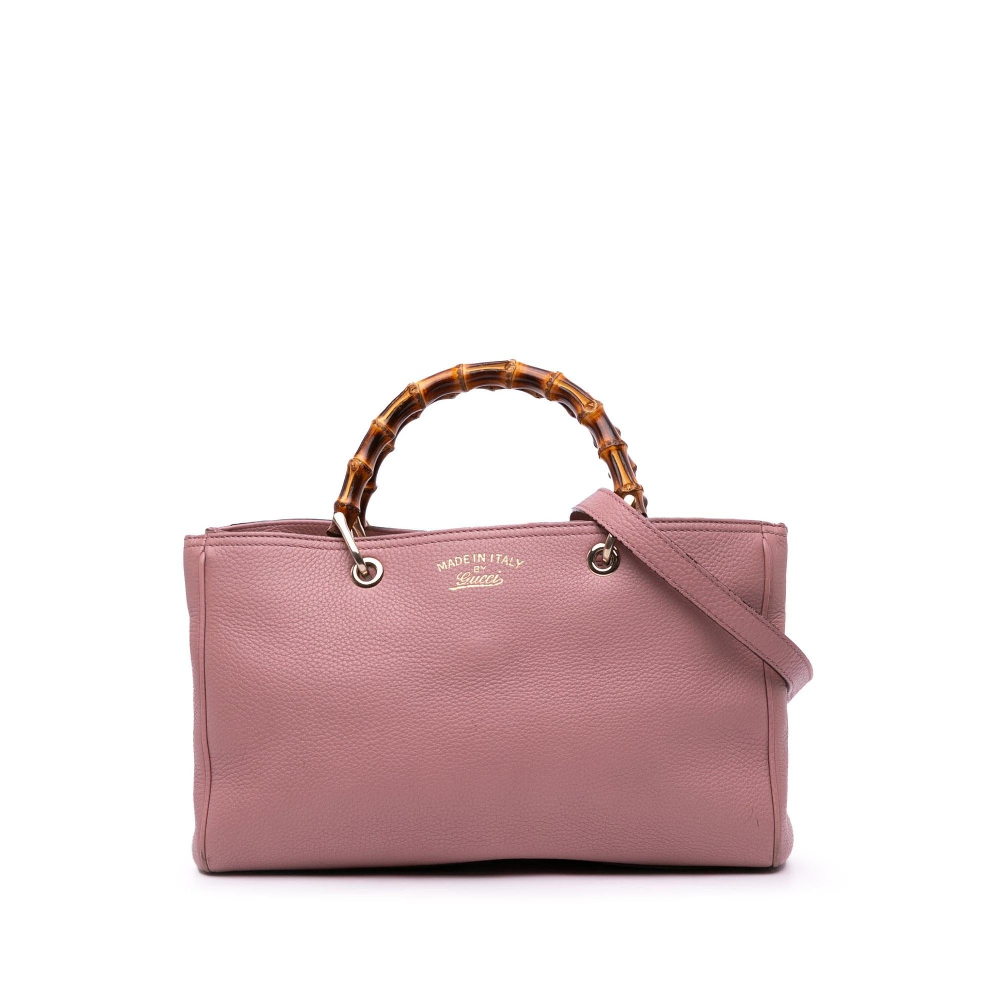 Gucci Bamboo Shopper Calf Calfskin Pink Medium Satchel Bag