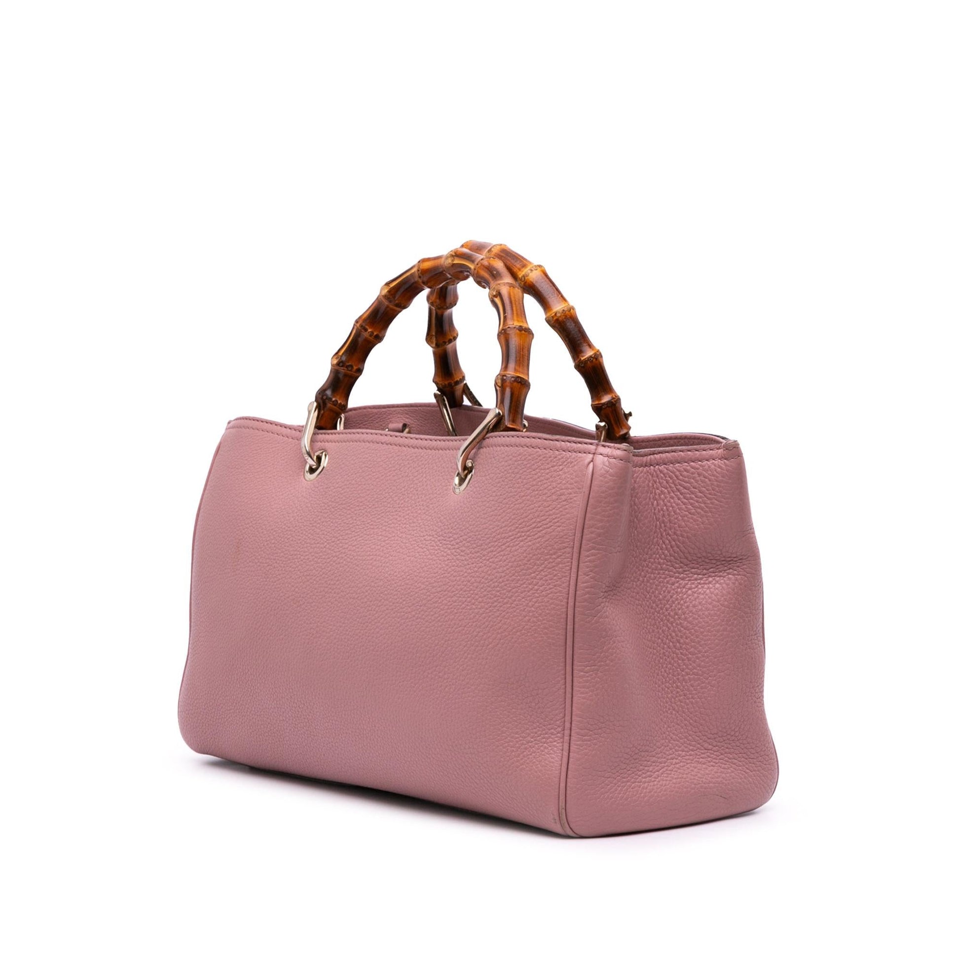 Gucci Bamboo Shopper Calf Calfskin Pink Medium Satchel Bag