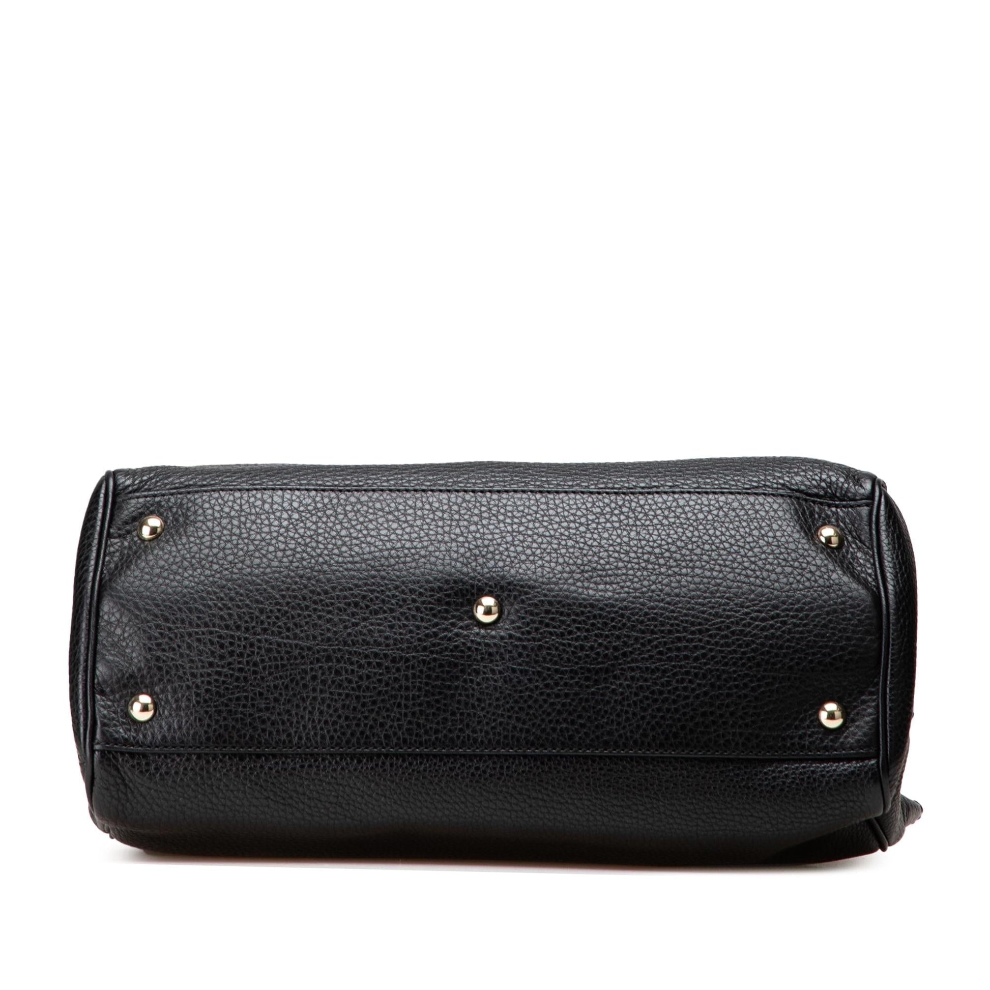 Gucci Bamboo Shopper Calf Calfskin Black Medium Satchel Bag