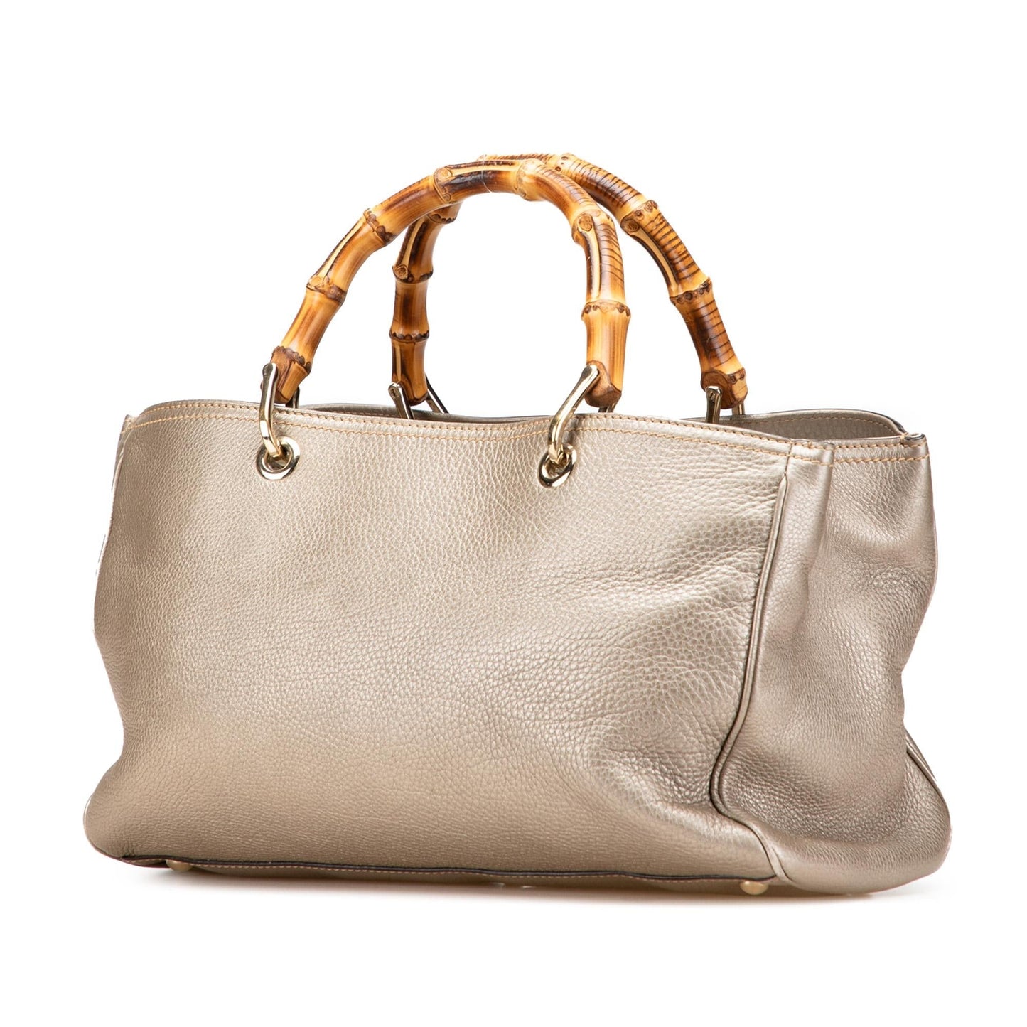 Gucci Bamboo Shopper Calf Calfskin Gold Medium Satchel Bag