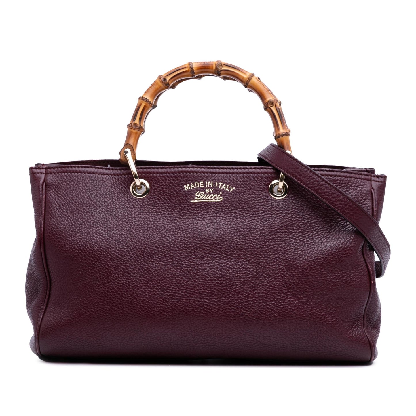 Gucci Bamboo Shopper Calf Calfskin Red Medium Satchel Bag Satchel 23