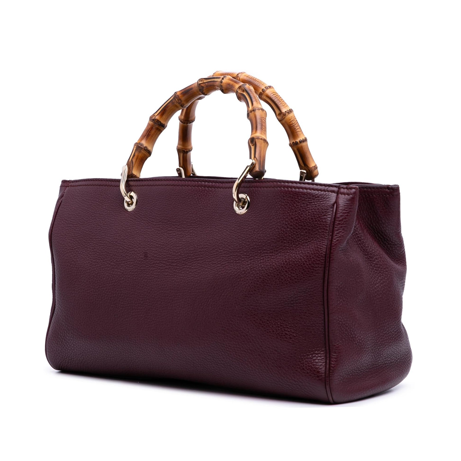 Gucci Bamboo Shopper Calf Calfskin Red Medium Satchel Bag Satchel 23