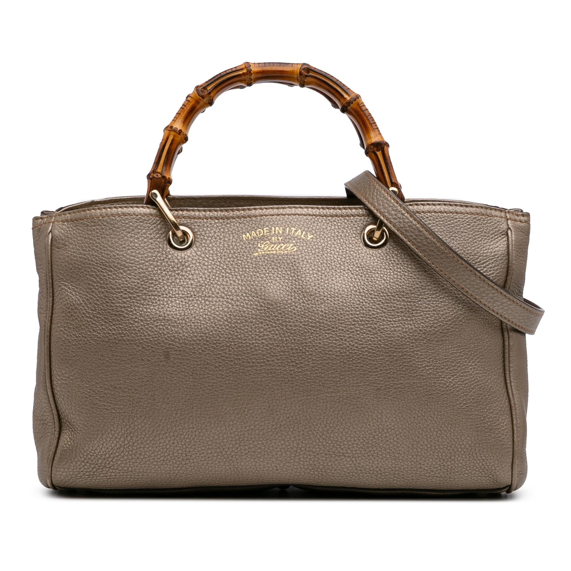 Gucci Bamboo Shopper Calf Calfskin Gold Medium Satchel Bag Satchel 24