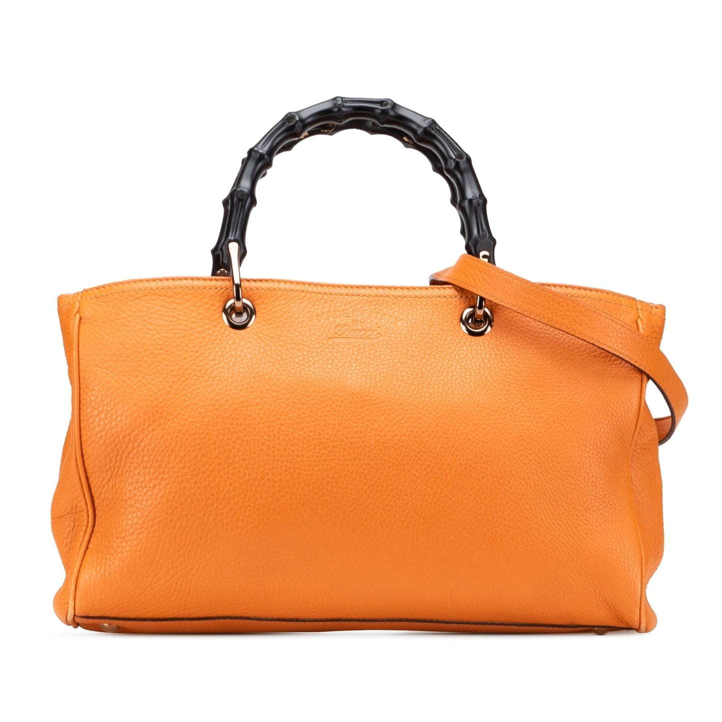 Gucci Bamboo Shopper Calf Calfskin Orange Medium Satchel Bag Satchel 33