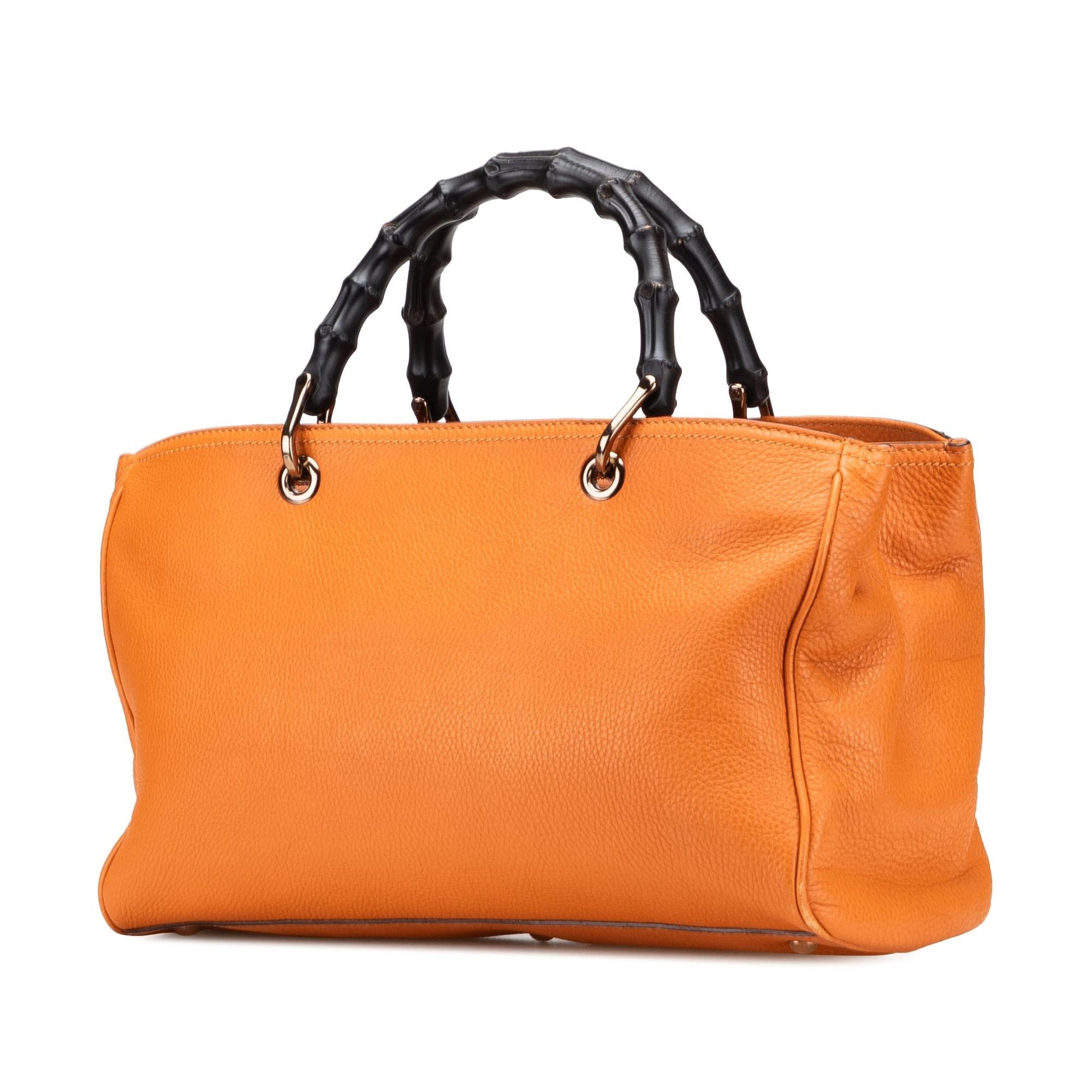 Gucci Bamboo Shopper Calf Calfskin Orange Medium Satchel Bag Satchel 33