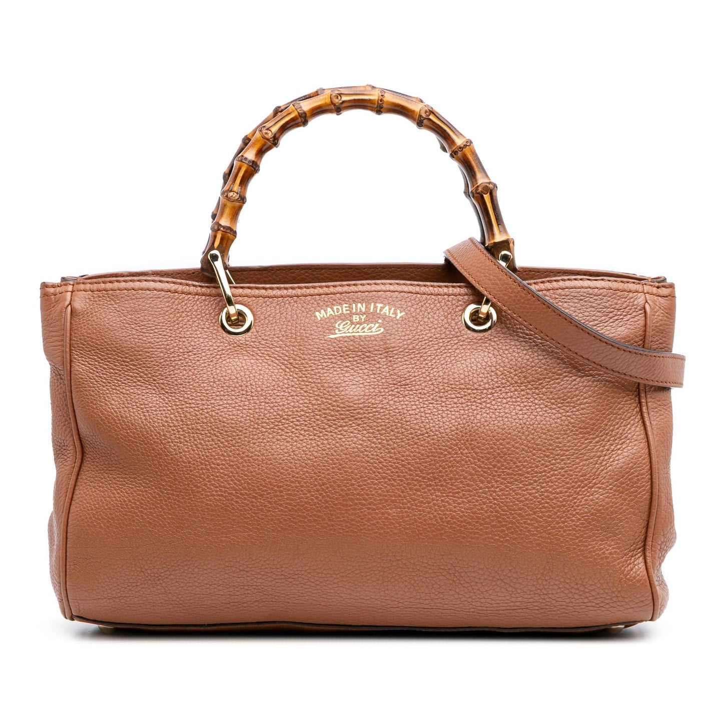 Gucci Bamboo Shopper Calf Calfskin Brown Medium Satchel Bag Satchel 32