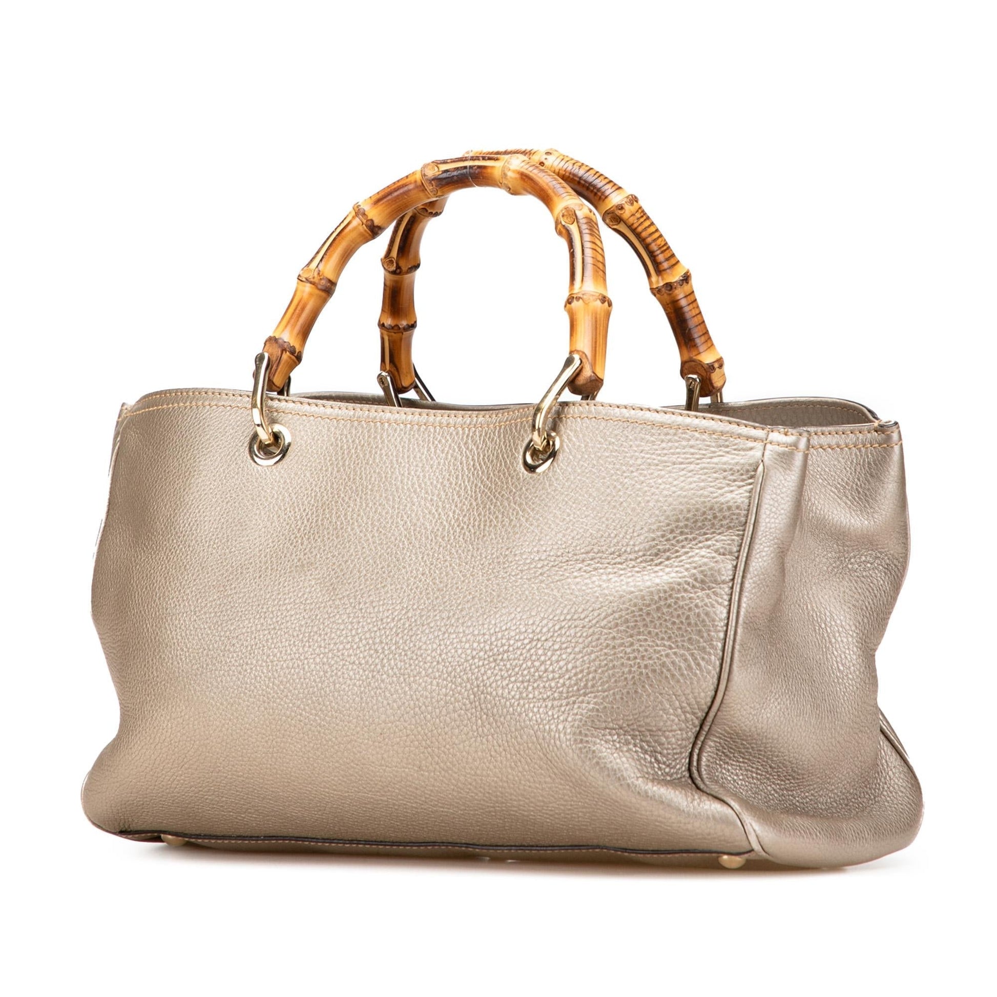 Gucci Bamboo Shopper Calf Calfskin Gold Medium Satchel Bag Satchel 28
