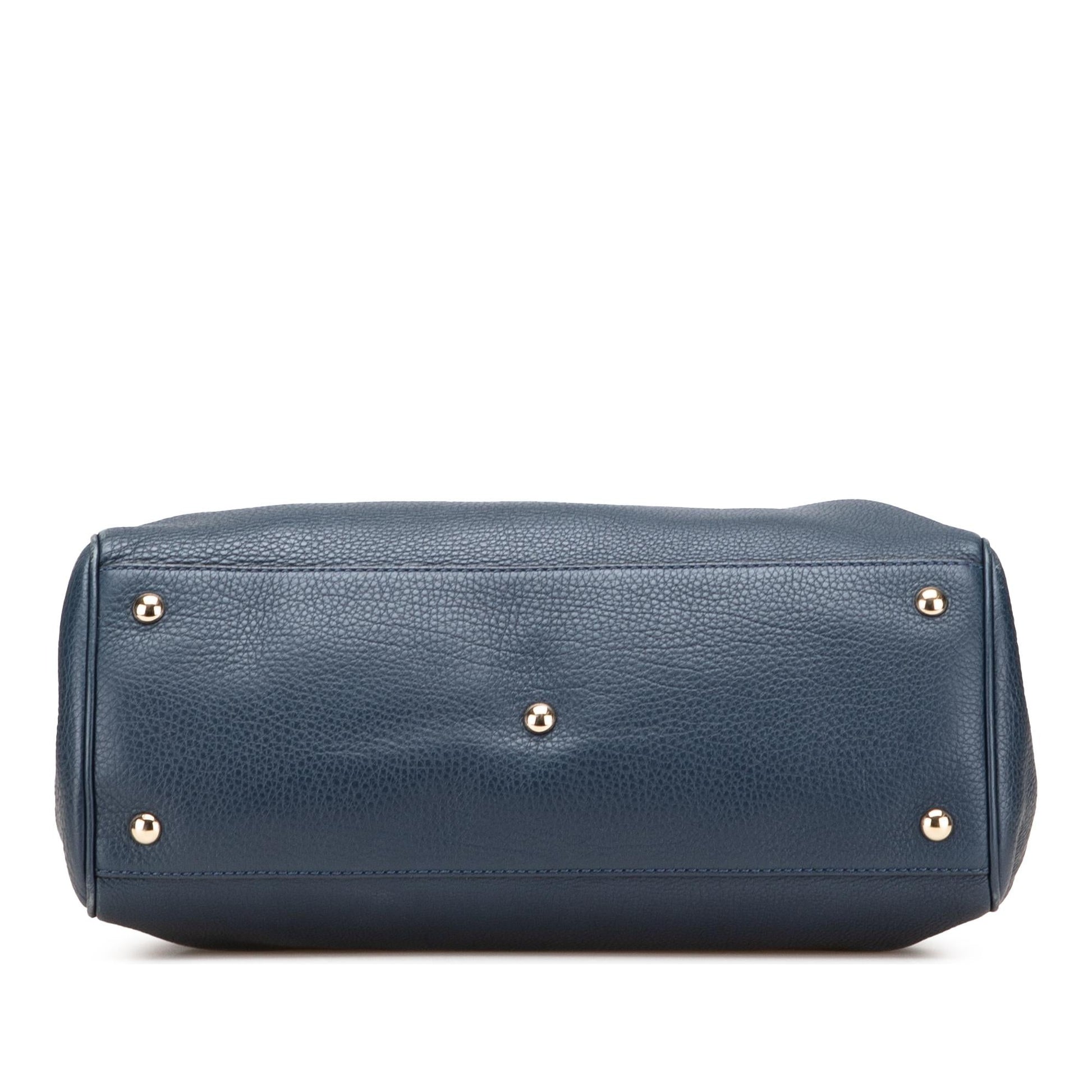 Gucci Bamboo Shopper Calf Calfskin Blue Medium Satchel Bag Satchel 31