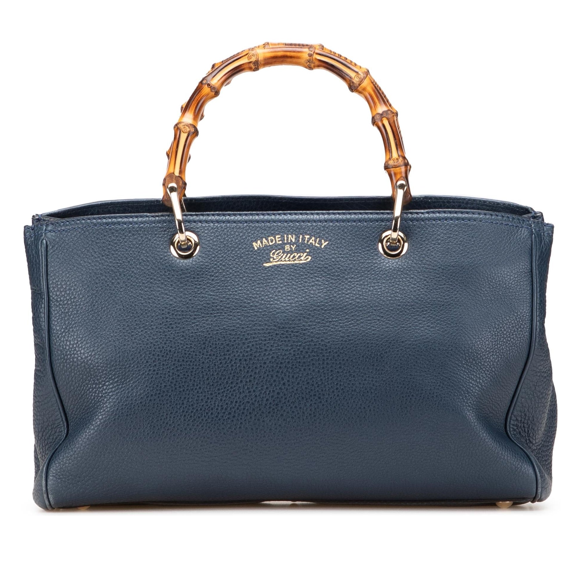 Gucci Bamboo Shopper Calf Calfskin Blue Medium Satchel Bag Satchel 31