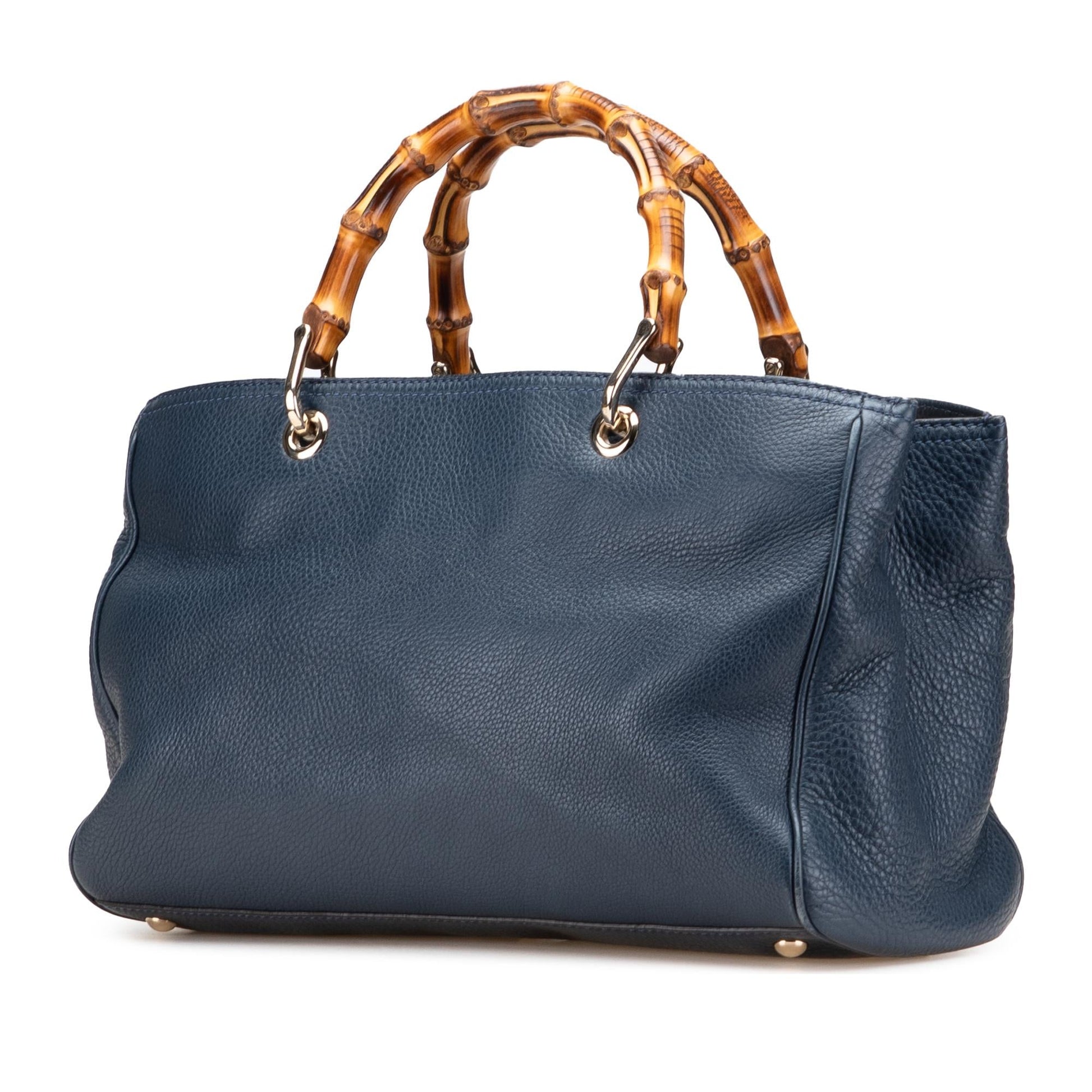 Gucci Bamboo Shopper Calf Calfskin Blue Medium Satchel Bag Satchel 31