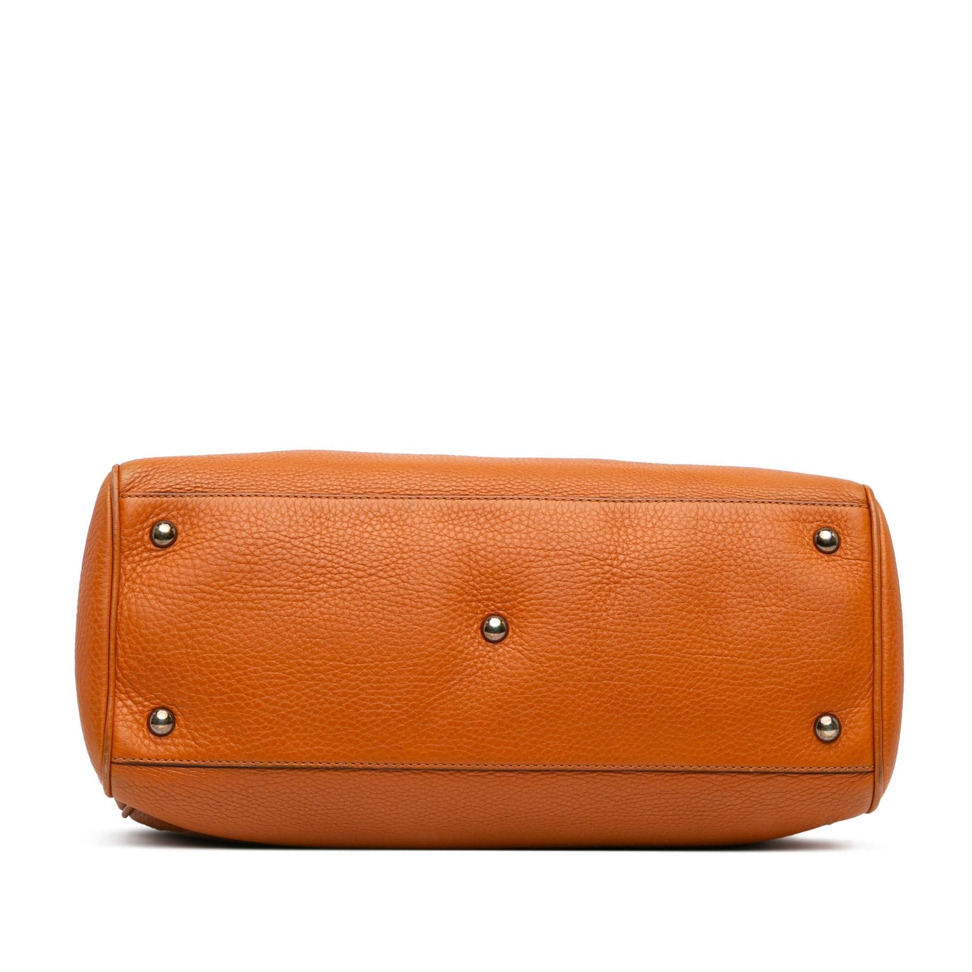Gucci Bamboo Shopper Calf Calfskin Orange Medium Satchel Bag Satchel 26