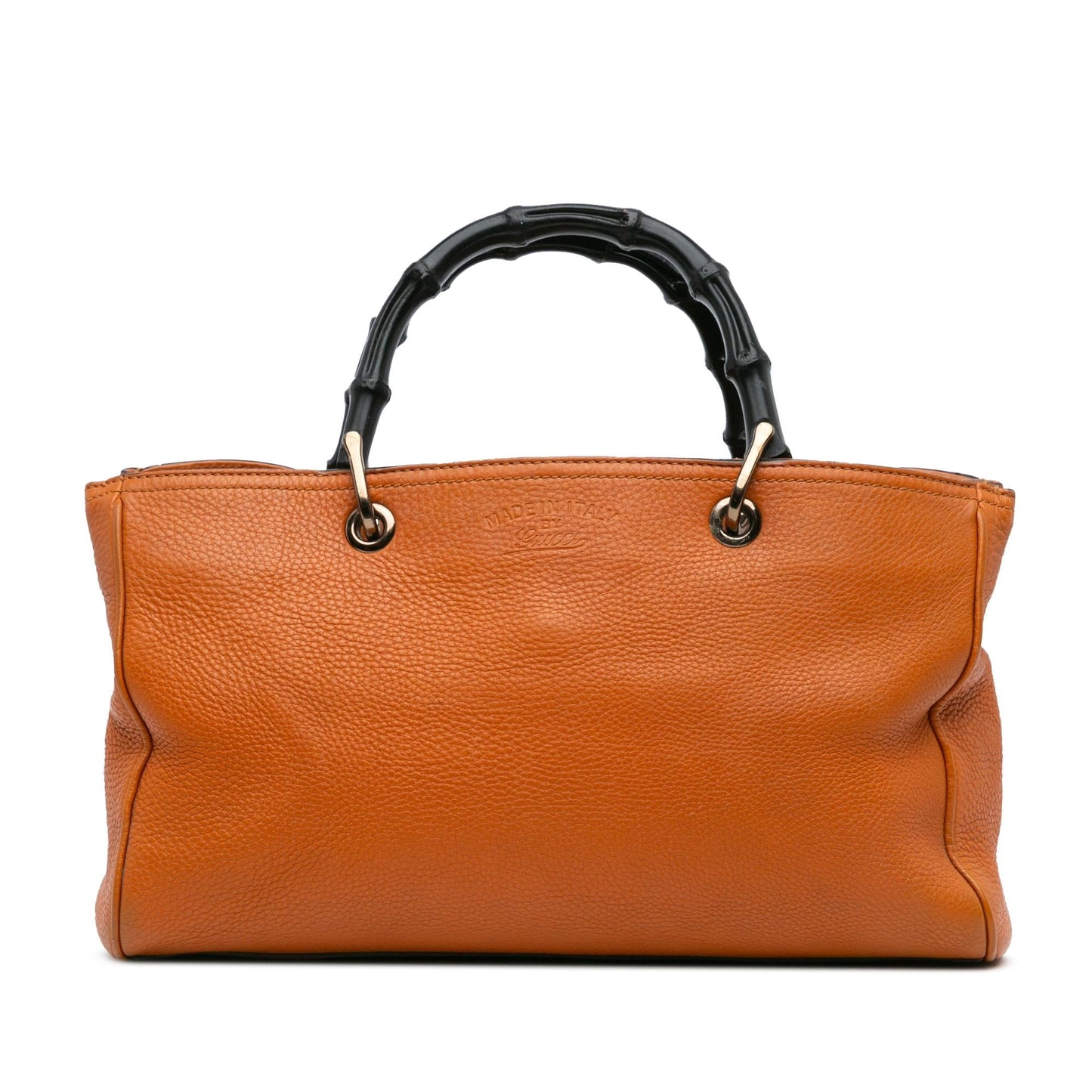 Gucci Bamboo Shopper Calf Calfskin Orange Medium Satchel Bag Satchel 26