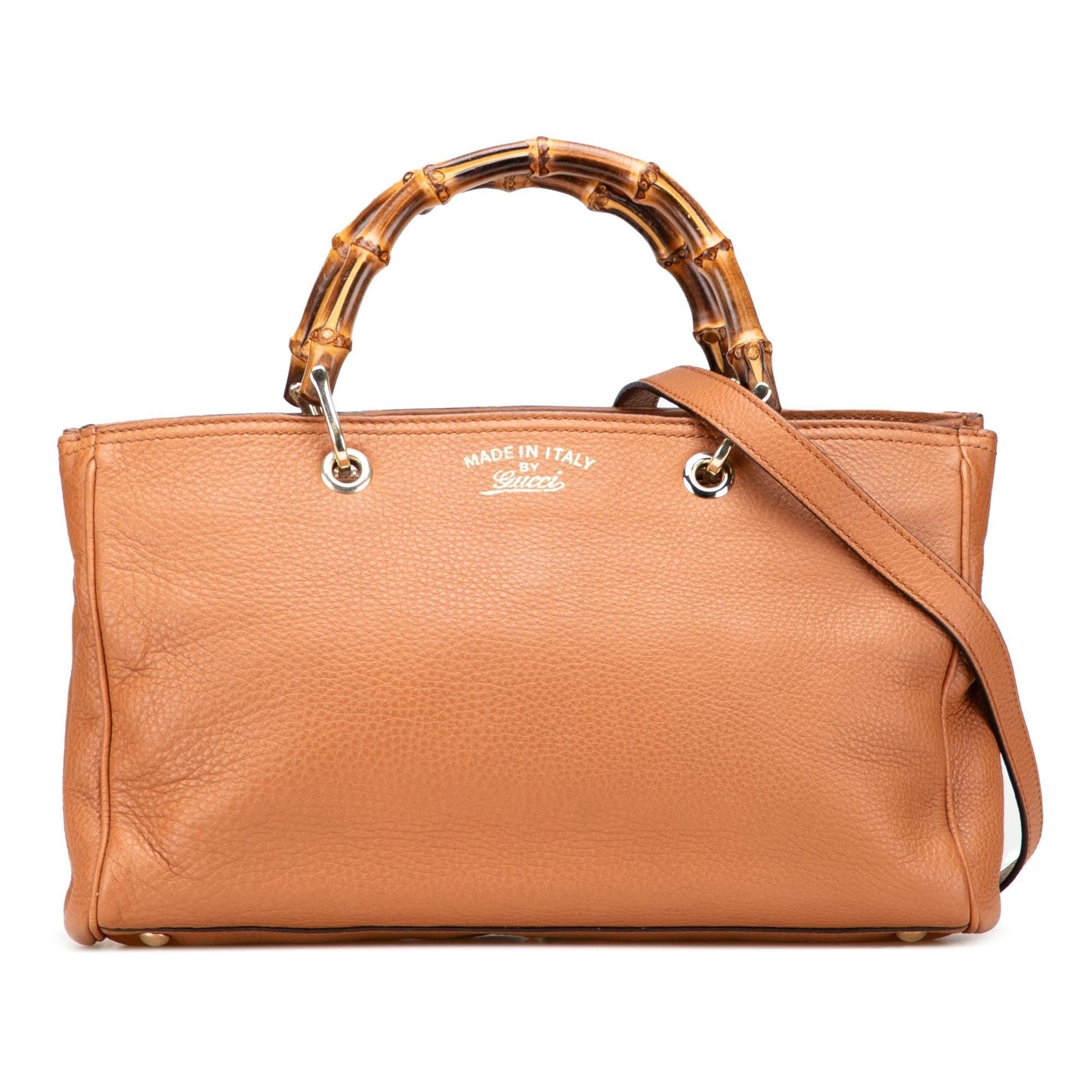 Gucci Bamboo Shopper Calf Calfskin Brown Medium Satchel Bag Satchel 35