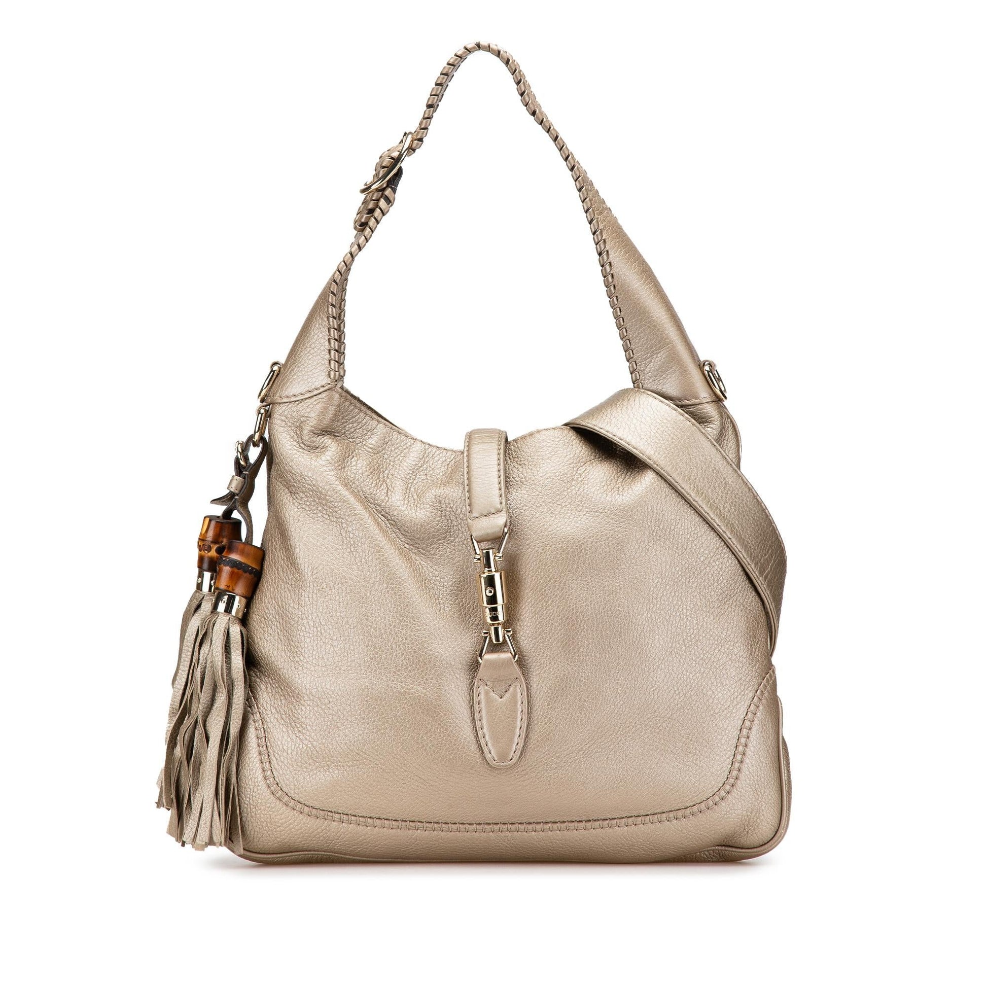 Gucci New Jackie Calf Calfskin Gold Medium Satchel Bag