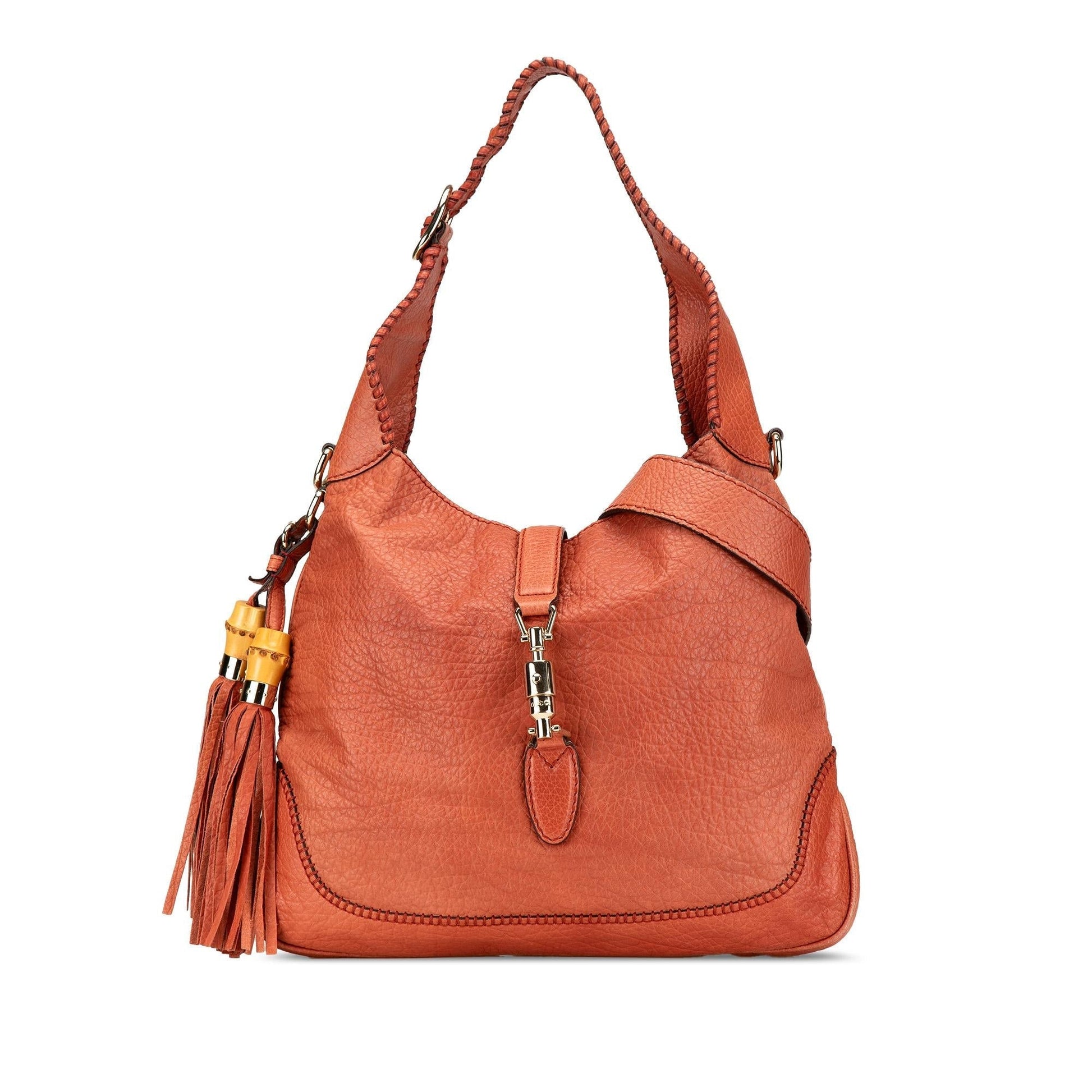 Gucci New Jackie Calf Calfskin Brown Medium Satchel Bag Satchel 1