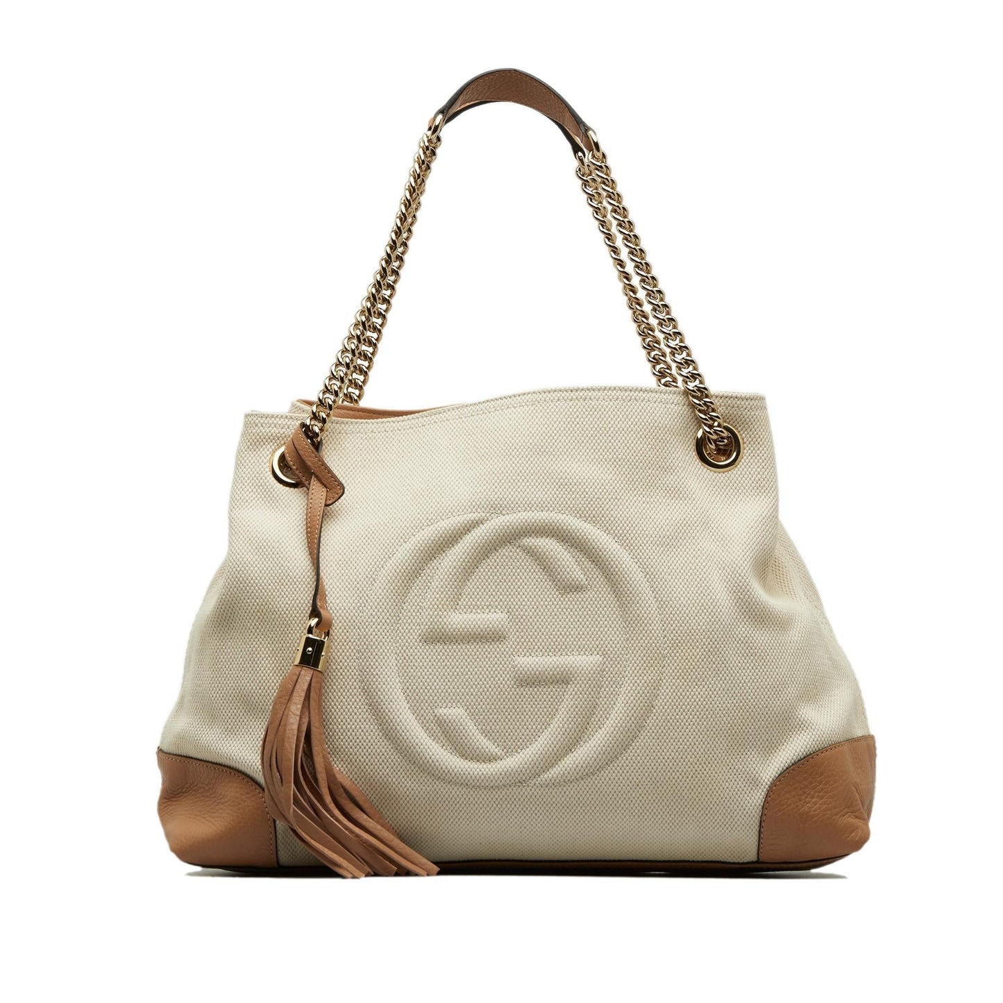 Gucci Soho SHG-MTThDG Canvas Brown Medium Chain Tote Bag