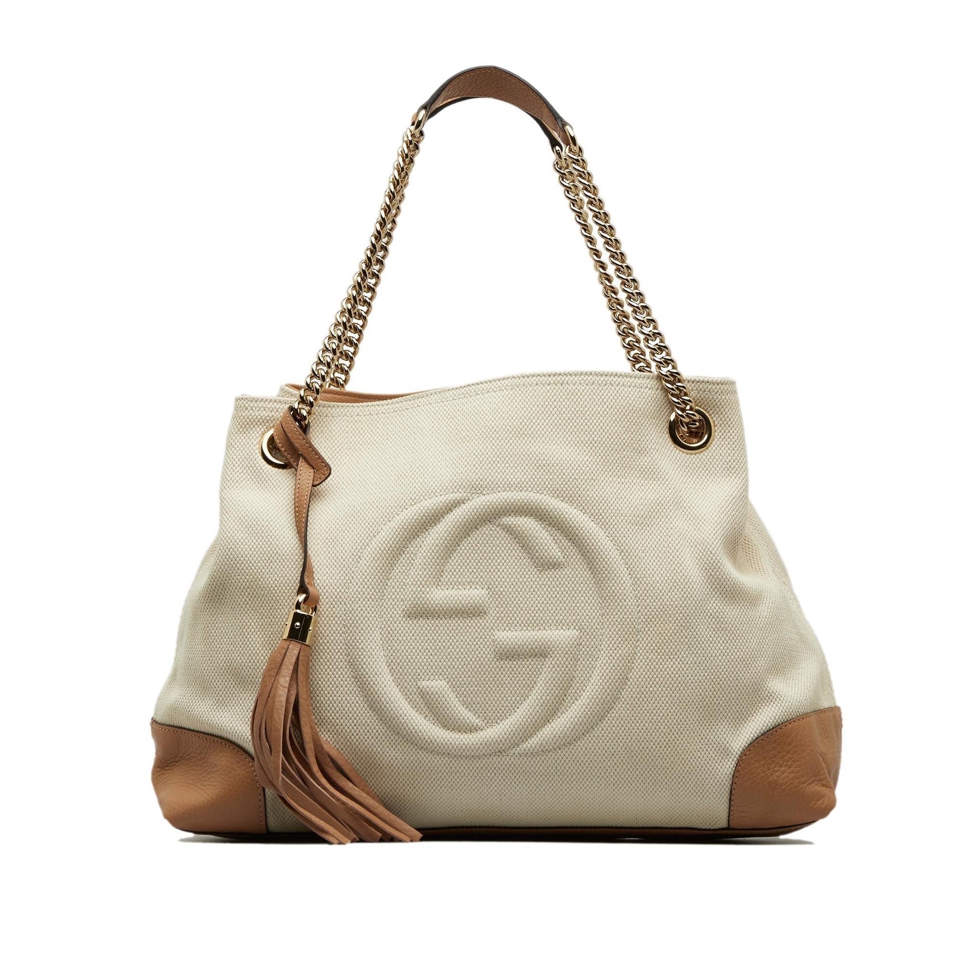 Gucci Soho SHG-MTThDG Canvas Brown Medium Chain Tote Bag